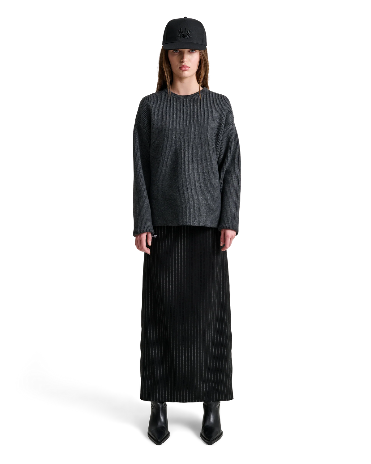 ALIS, LEDLEY RIB KNITTED PULL OVER, Dark Grey