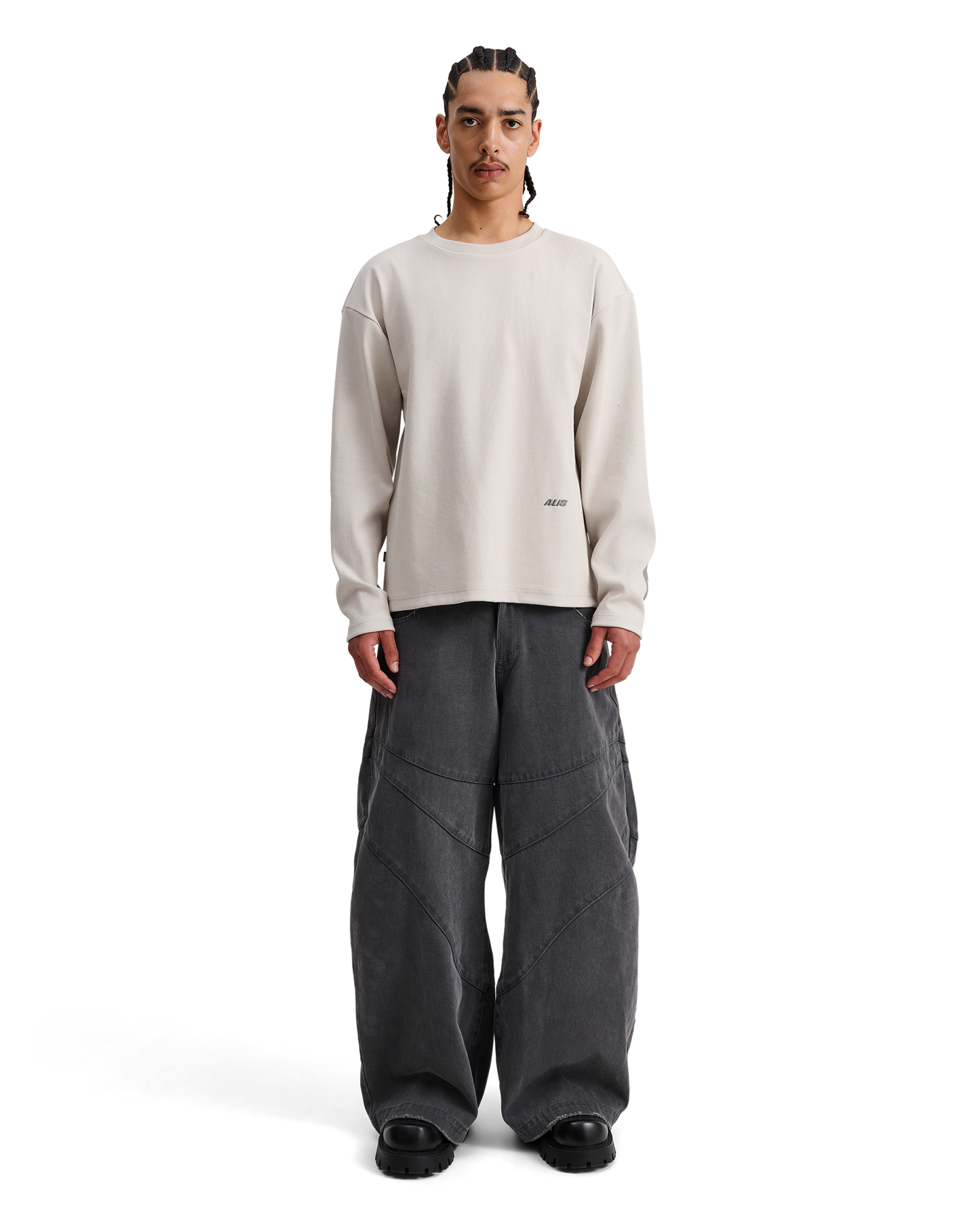 Alis, JOSHUA JOSHUA LONG SLEEVE IN RIB W/ BACK PRINT, Off White