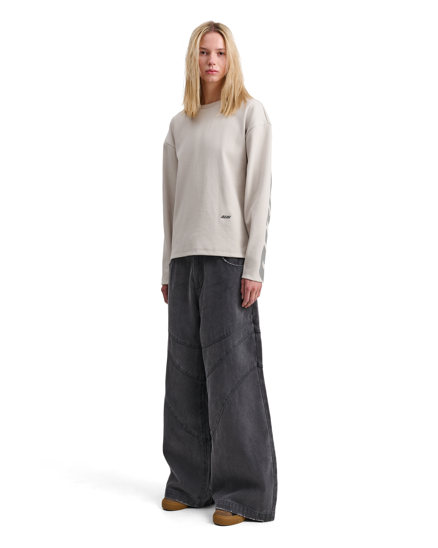 Alis, JOSHUA JOSHUA LONG SLEEVE IN RIB W/ BACK PRINT, Off White