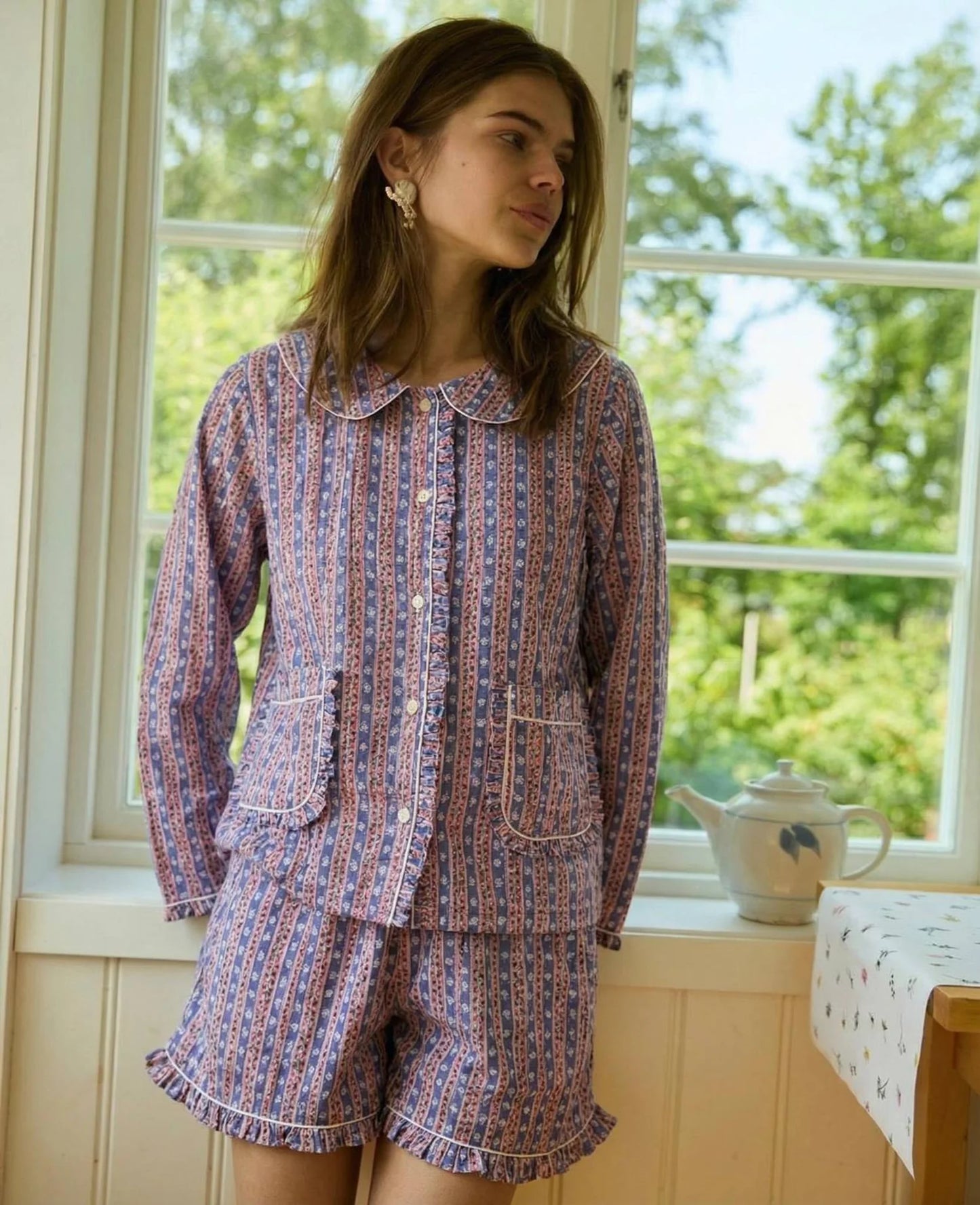Sissel Edelbo, NUVENA PYJAMAS SET, BLUE STRIPES