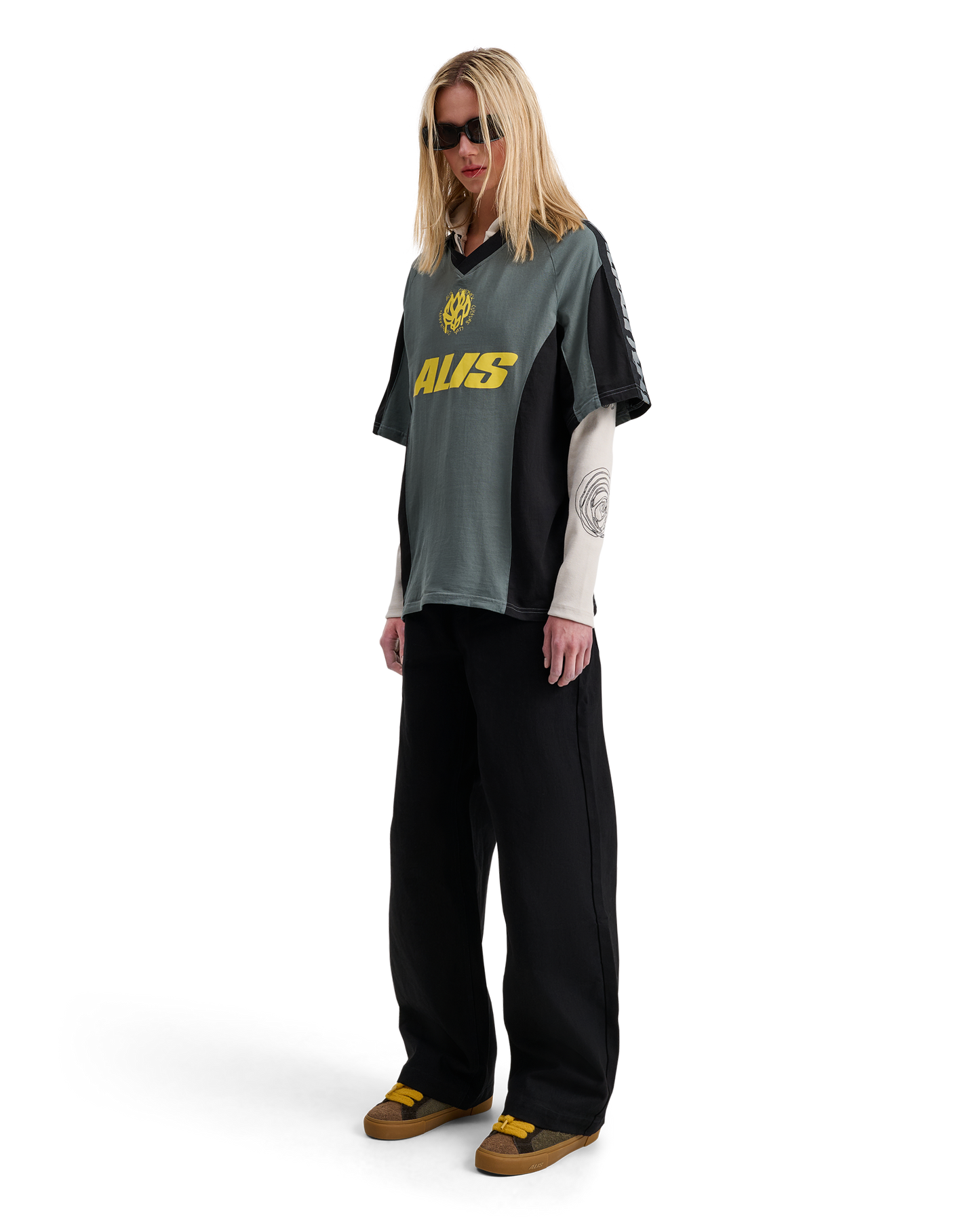 Alis,  ALAIN POLO W/ GRAPHIC & LOGOBAND, Black & Grey