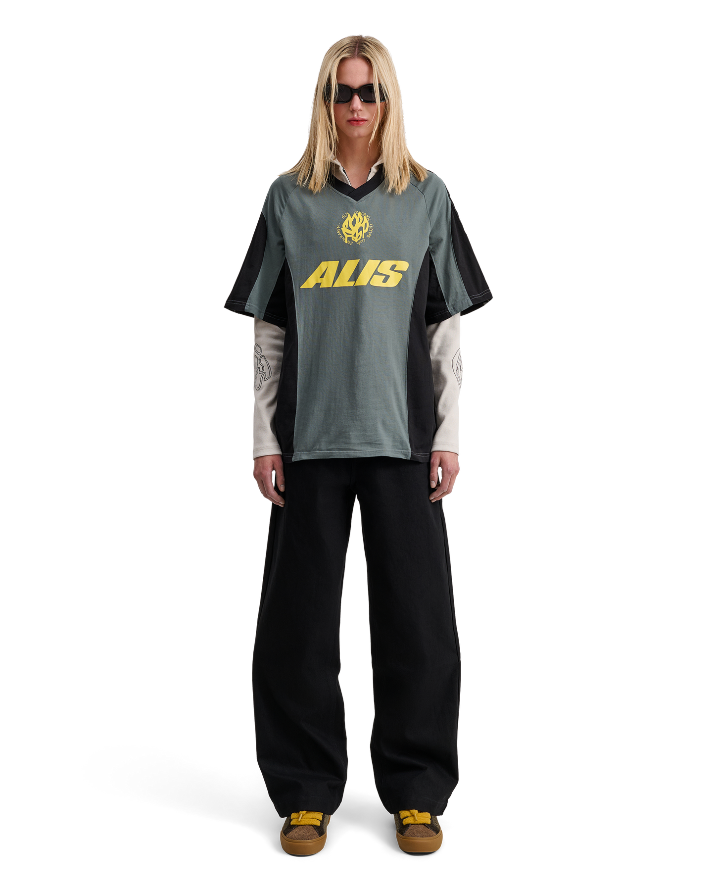 Alis,  ALAIN POLO W/ GRAPHIC & LOGOBAND, Black & Grey