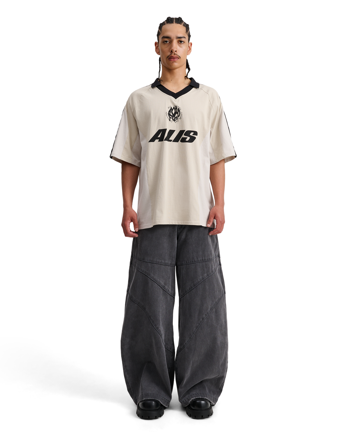Alis,  ALAIN POLO W/ GRAPHIC & LOGOBAND, Sand & Antartica Off White