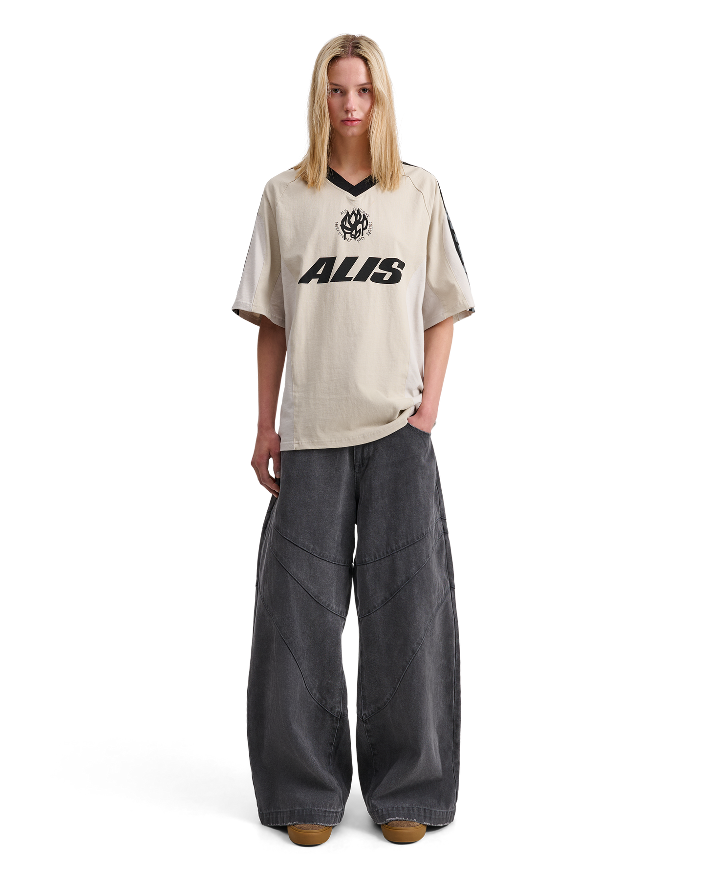 Alis,  ALAIN POLO W/ GRAPHIC & LOGOBAND, Sand & Antartica Off White