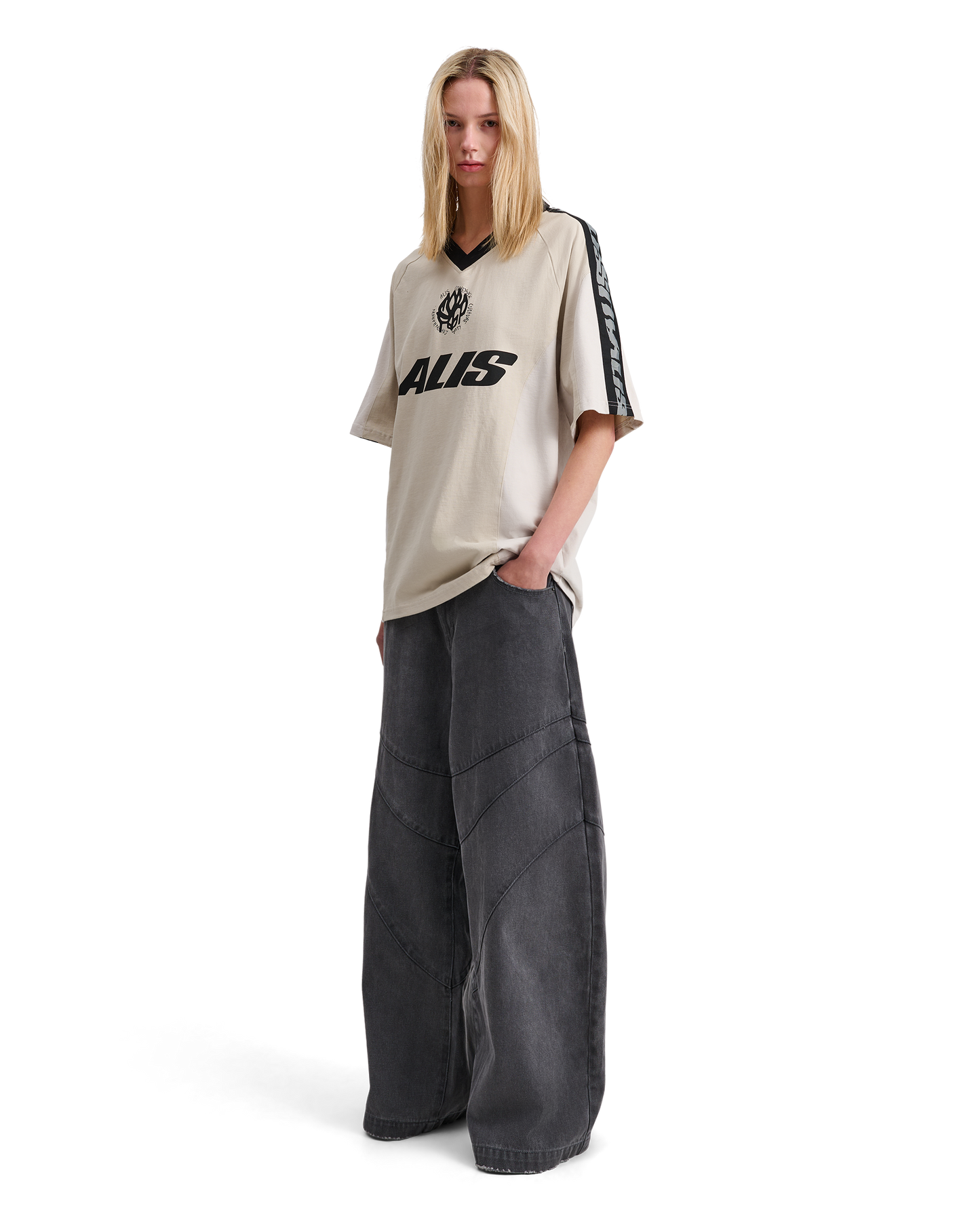 Alis,  ALAIN POLO W/ GRAPHIC & LOGOBAND, Sand & Antartica Off White