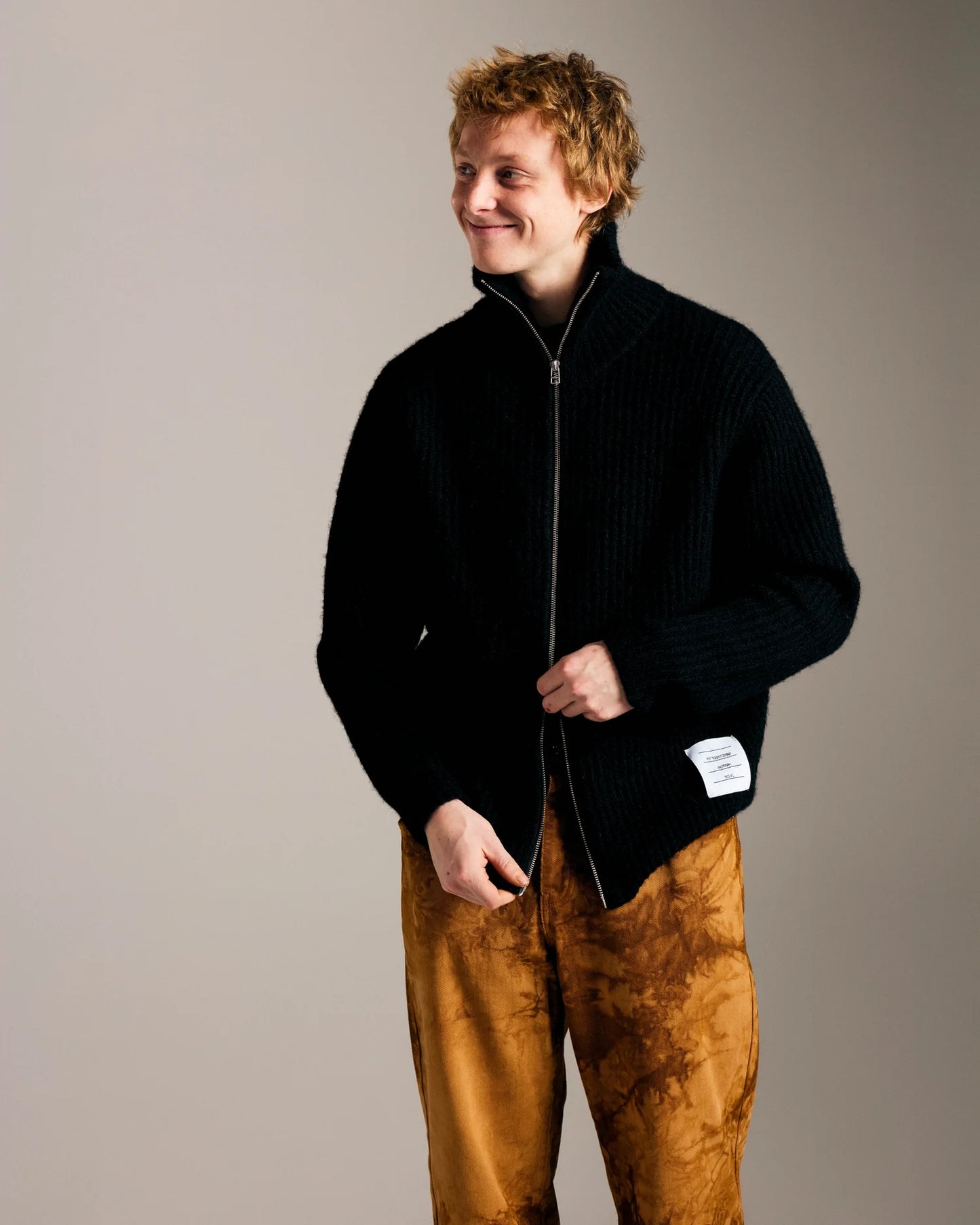 POP Trading Company, POP KNITTED FULL ZIP, BLACK