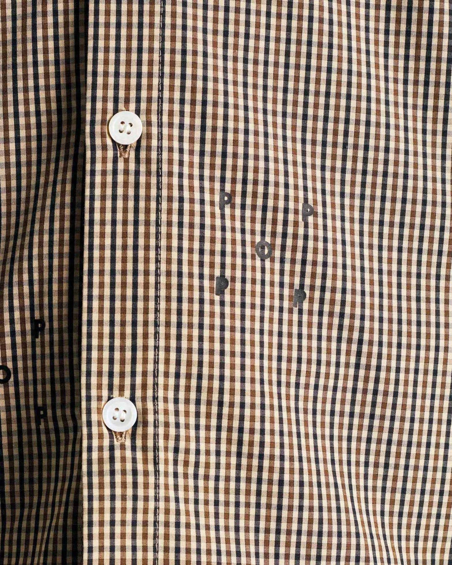 POP Trading Company, POP CHECKED ALLOVER LOGO SHIRT, NAVY/DELICIOSO