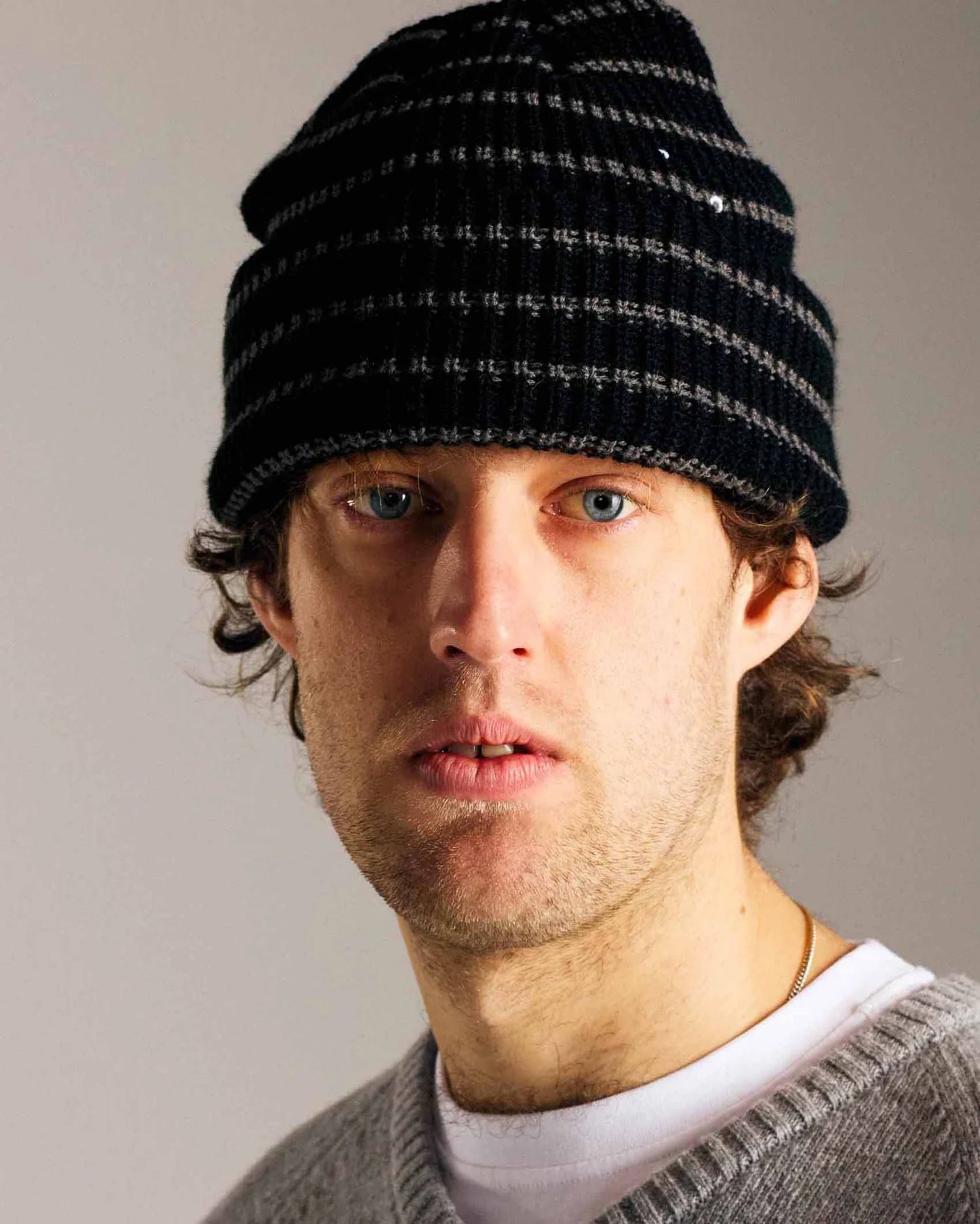 POP Trading Company, POP STRIPED BEANIE, BLACK/CHARCOAL
