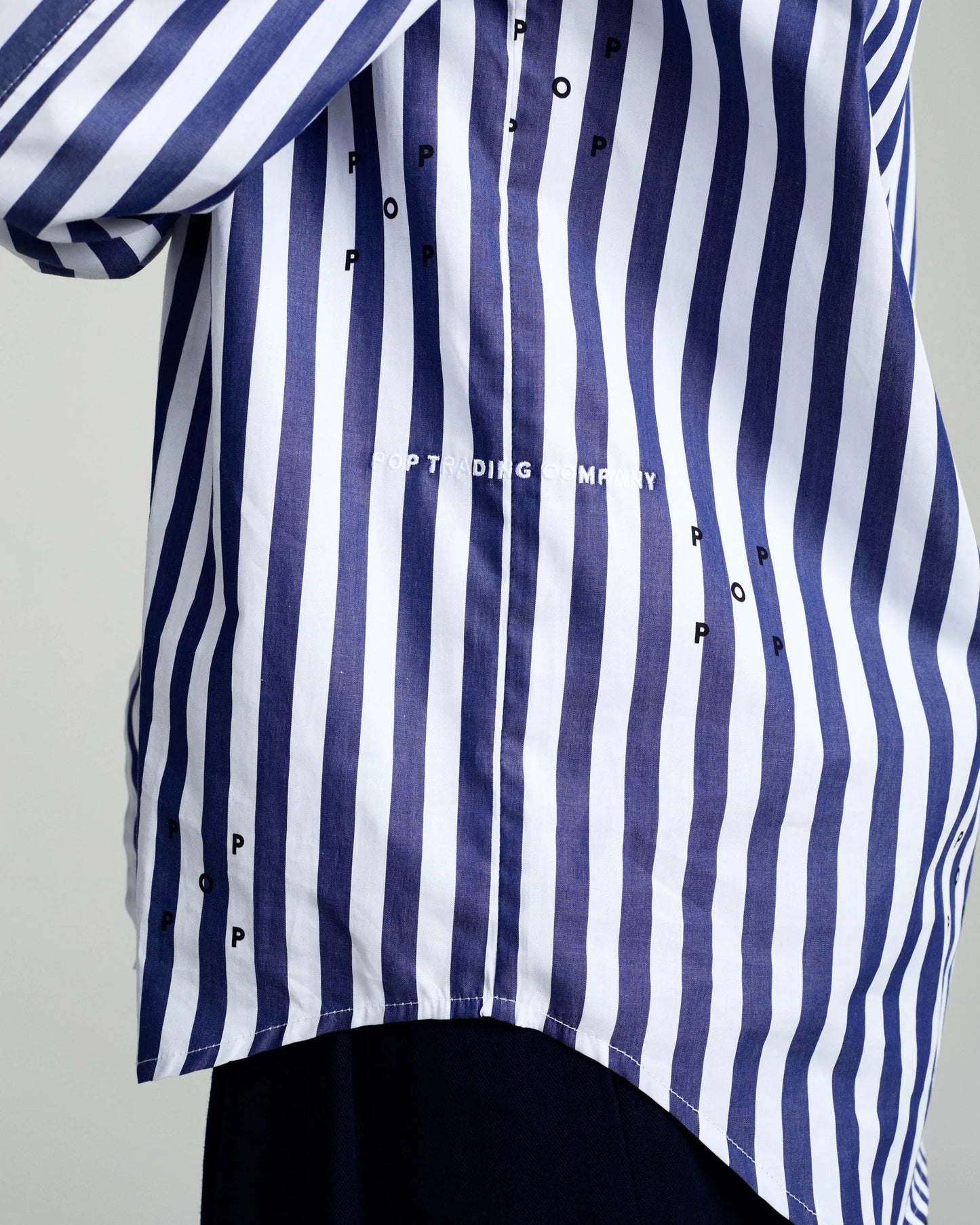 Pop Trading, POP LOGOS STRIPE SHIRT EARTH, NAVY/WHITE