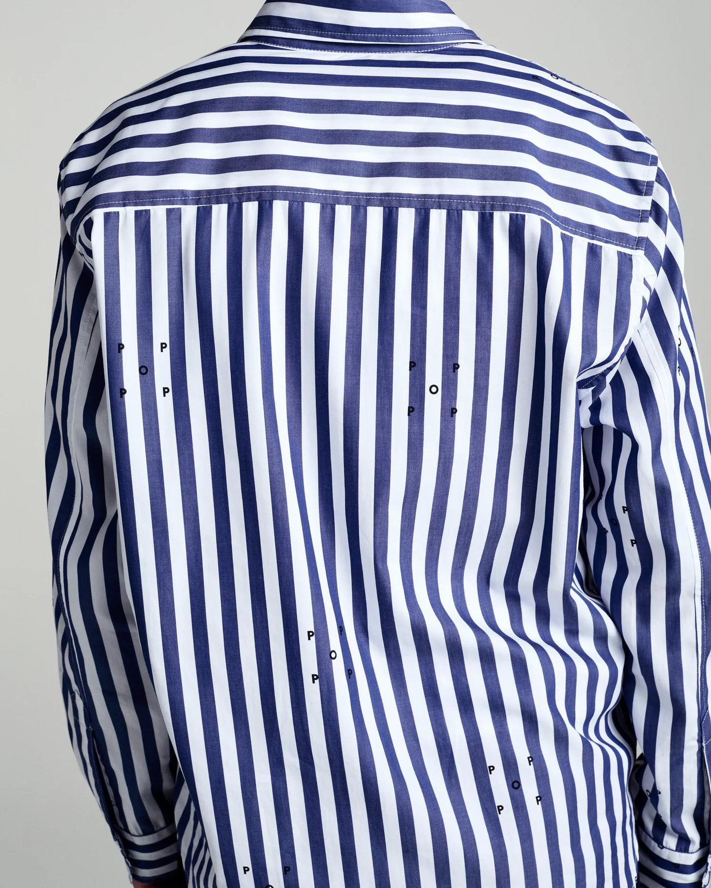 Pop Trading, POP LOGOS STRIPE SHIRT EARTH, NAVY/WHITE