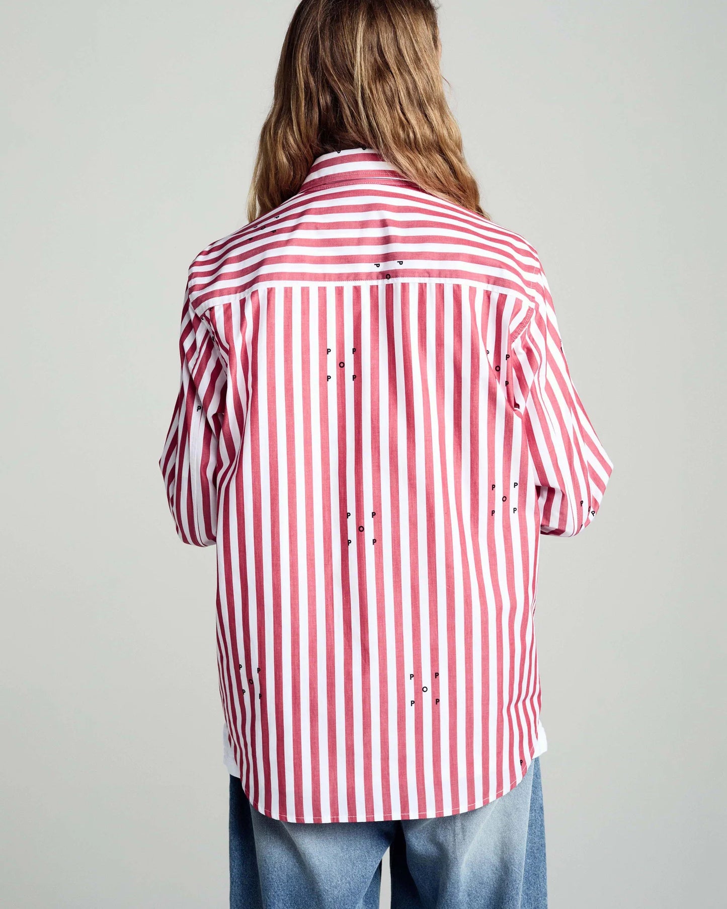 Pop Trading, POP LOGOS STRIPE SHIRT EARTH, RED/WHITE