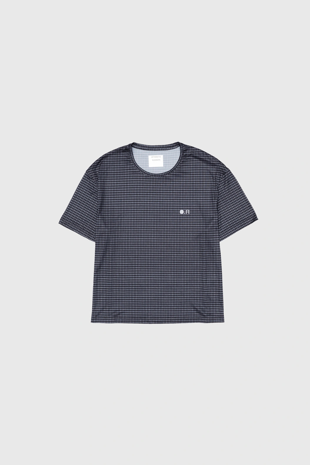 Optimistic Runners, Plaid T-shirt, Black
