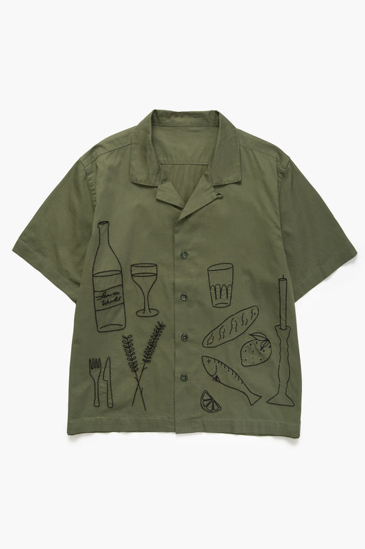 Service Works, Light Twill Picnic Short Sleeve Shirt, Olive