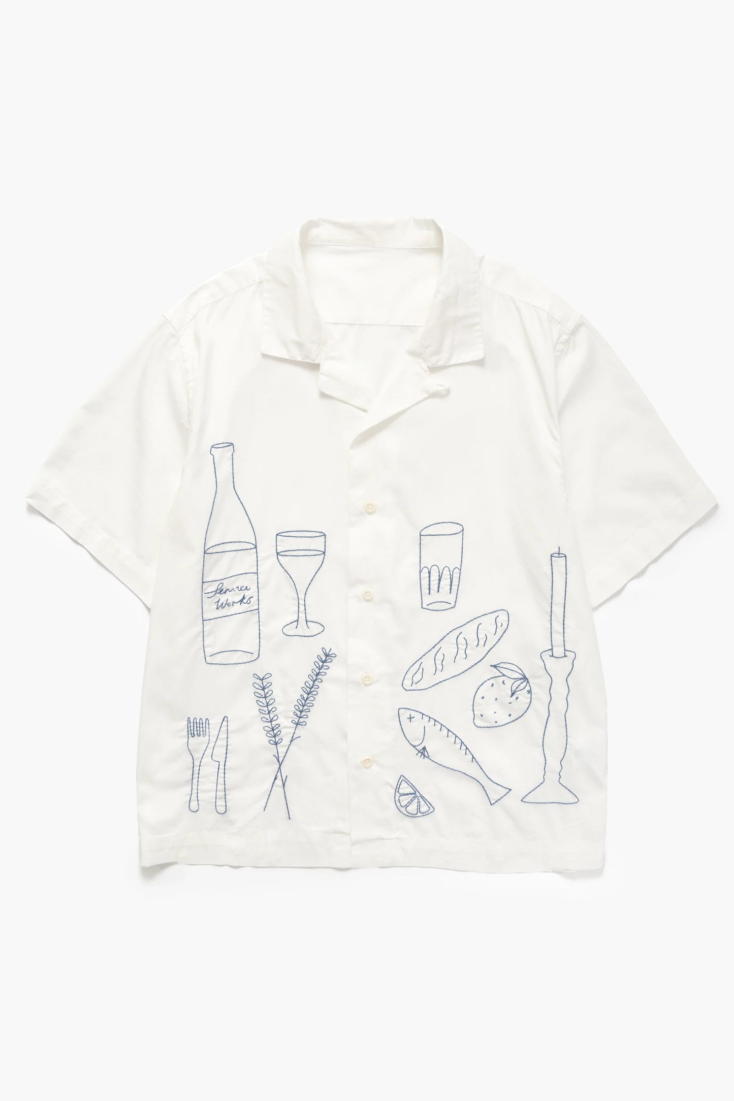 Service Works, Light Twill Picnic Short Sleeve Shirt, Off White