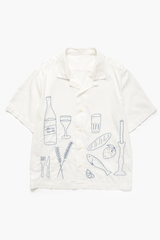 Service Works, Light Twill Picnic Short Sleeve Shirt, Off White