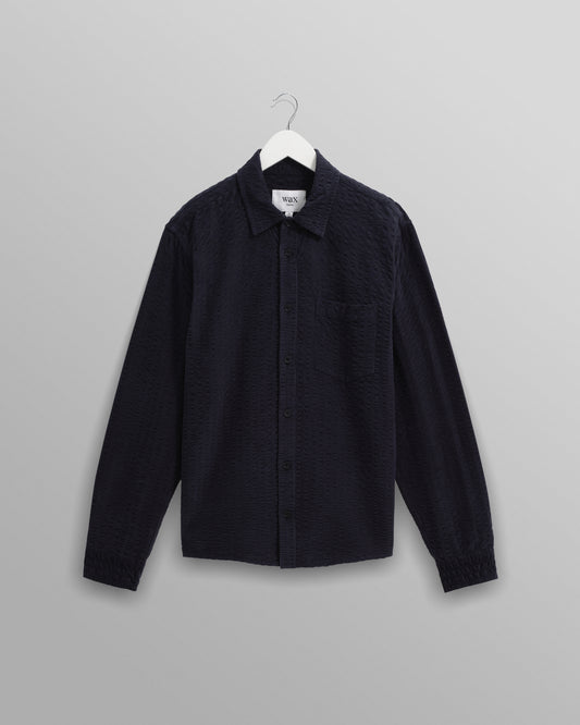 WAX London, Shelly Seersucker Corduroy Shirt, Navy Blue