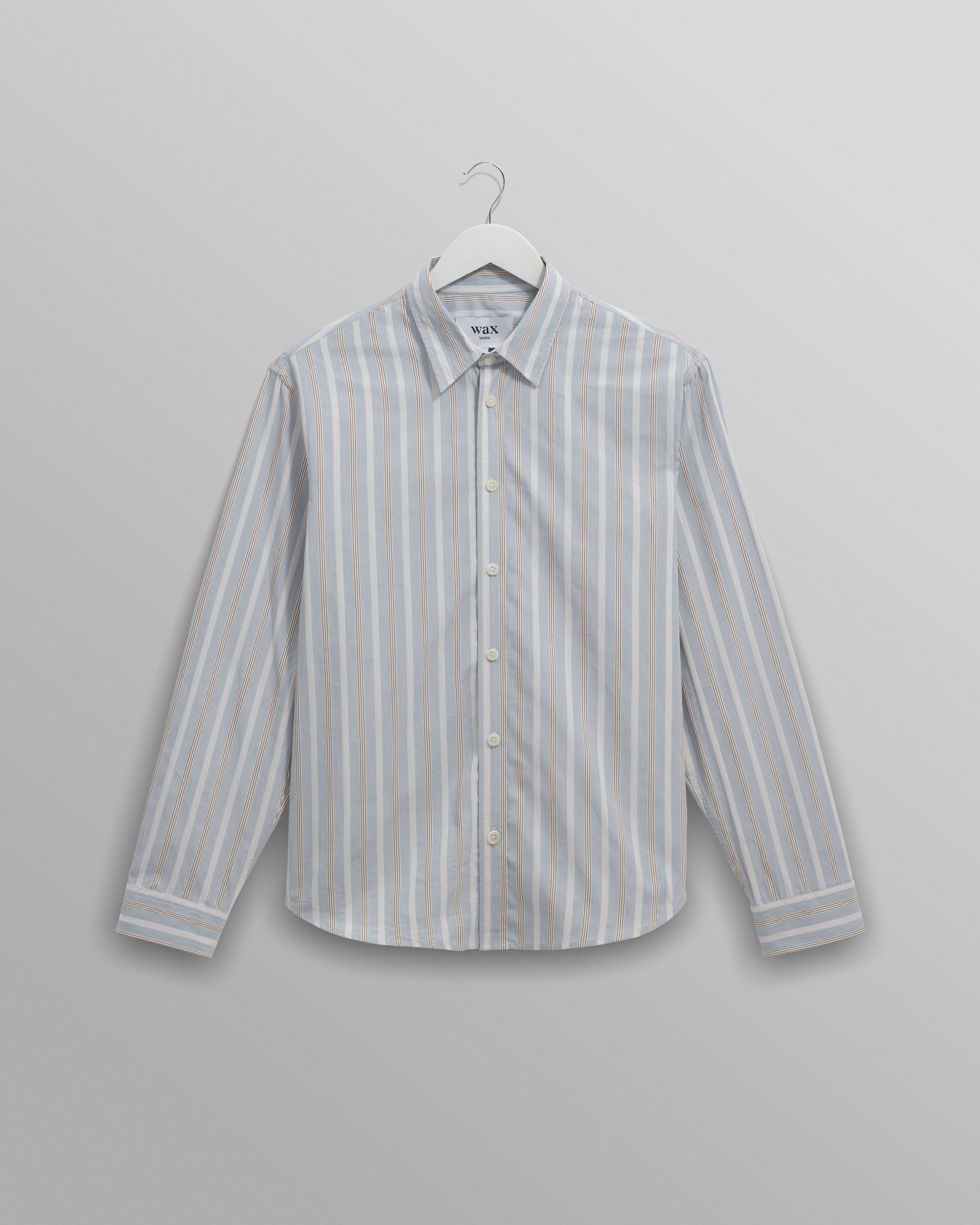 WAX London, Shelly Shirt Poplin Dobby Stripe, Light Blue – Sundown