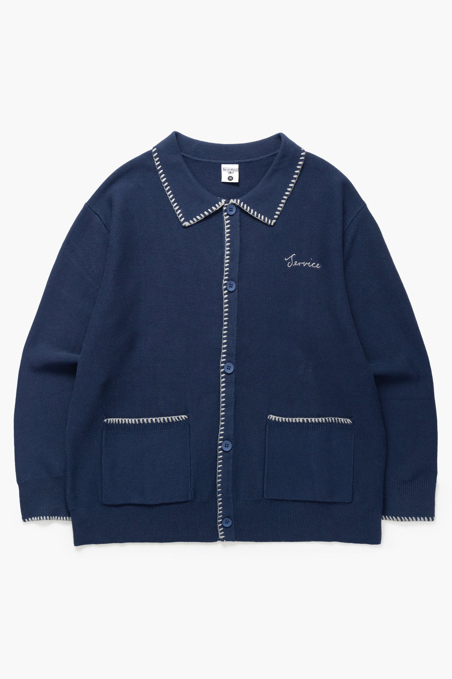 Service Works, Blanket Stitch Cardigan, Navy