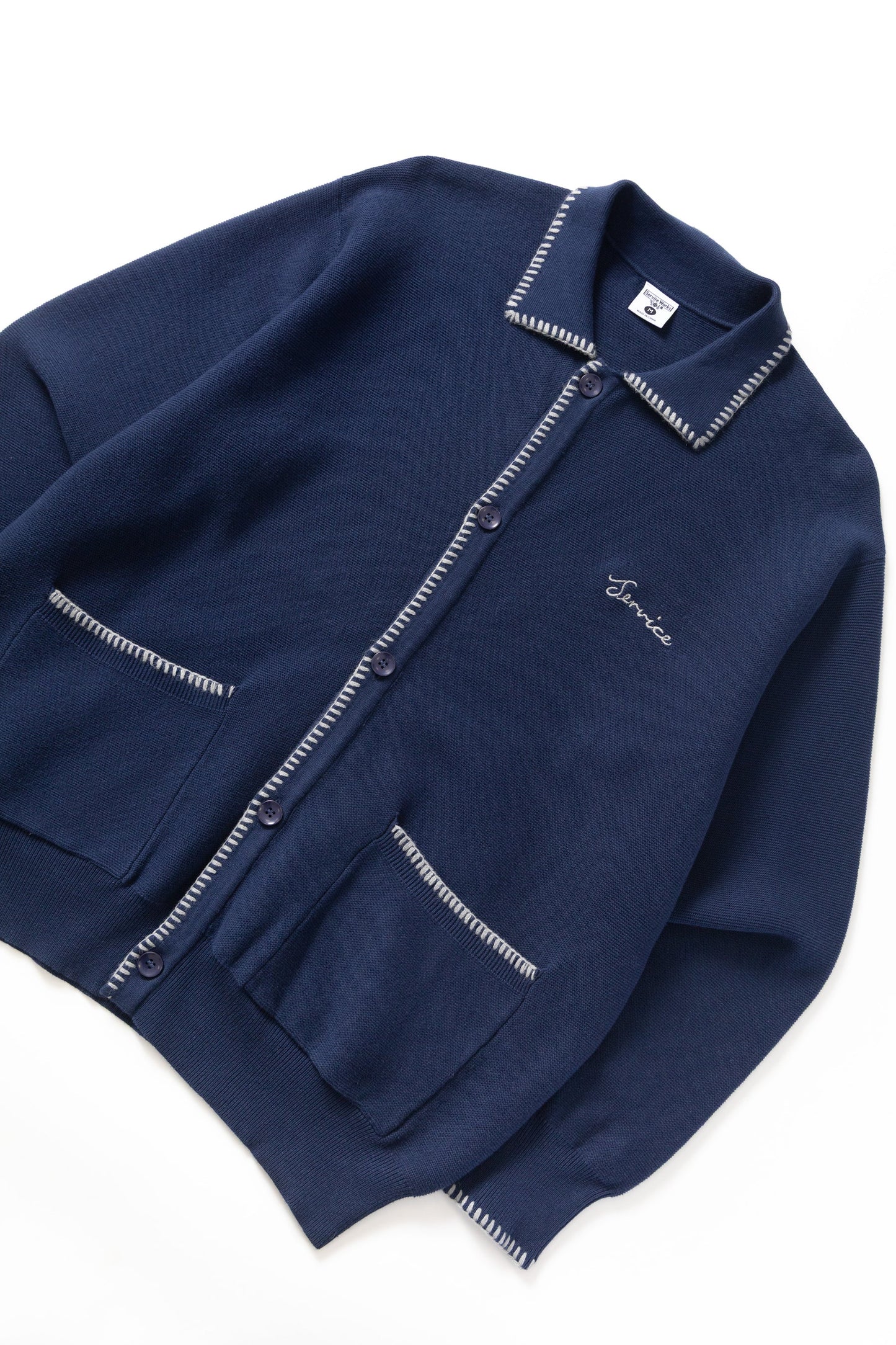 Service Works, Blanket Stitch Cardigan, Navy