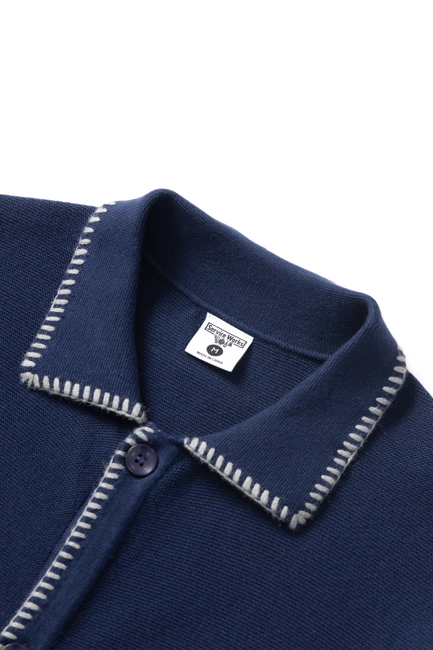 Service Works, Blanket Stitch Cardigan, Navy