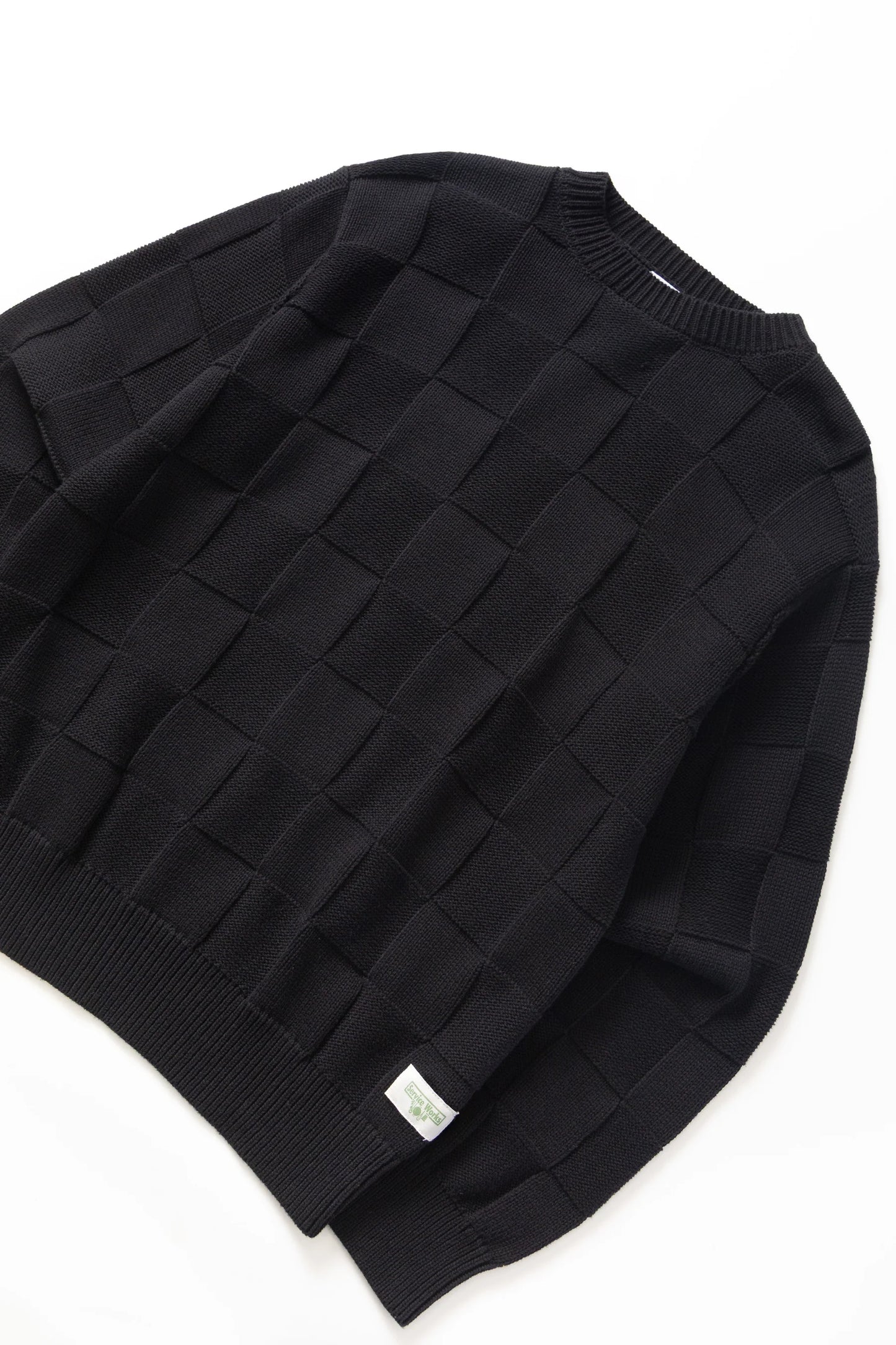 Service Works, Check Knit Crewneck, Black