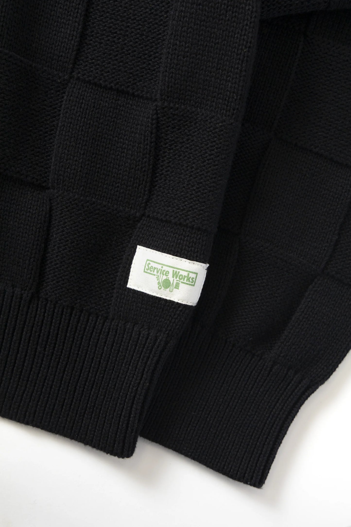 Service Works, Check Knit Crewneck, Black