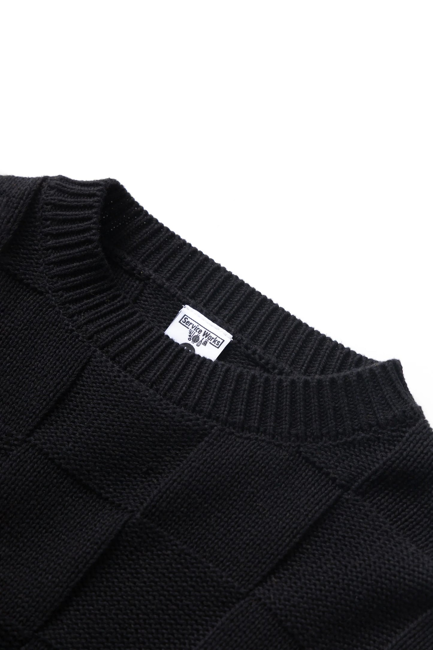 Service Works, Check Knit Crewneck, Black