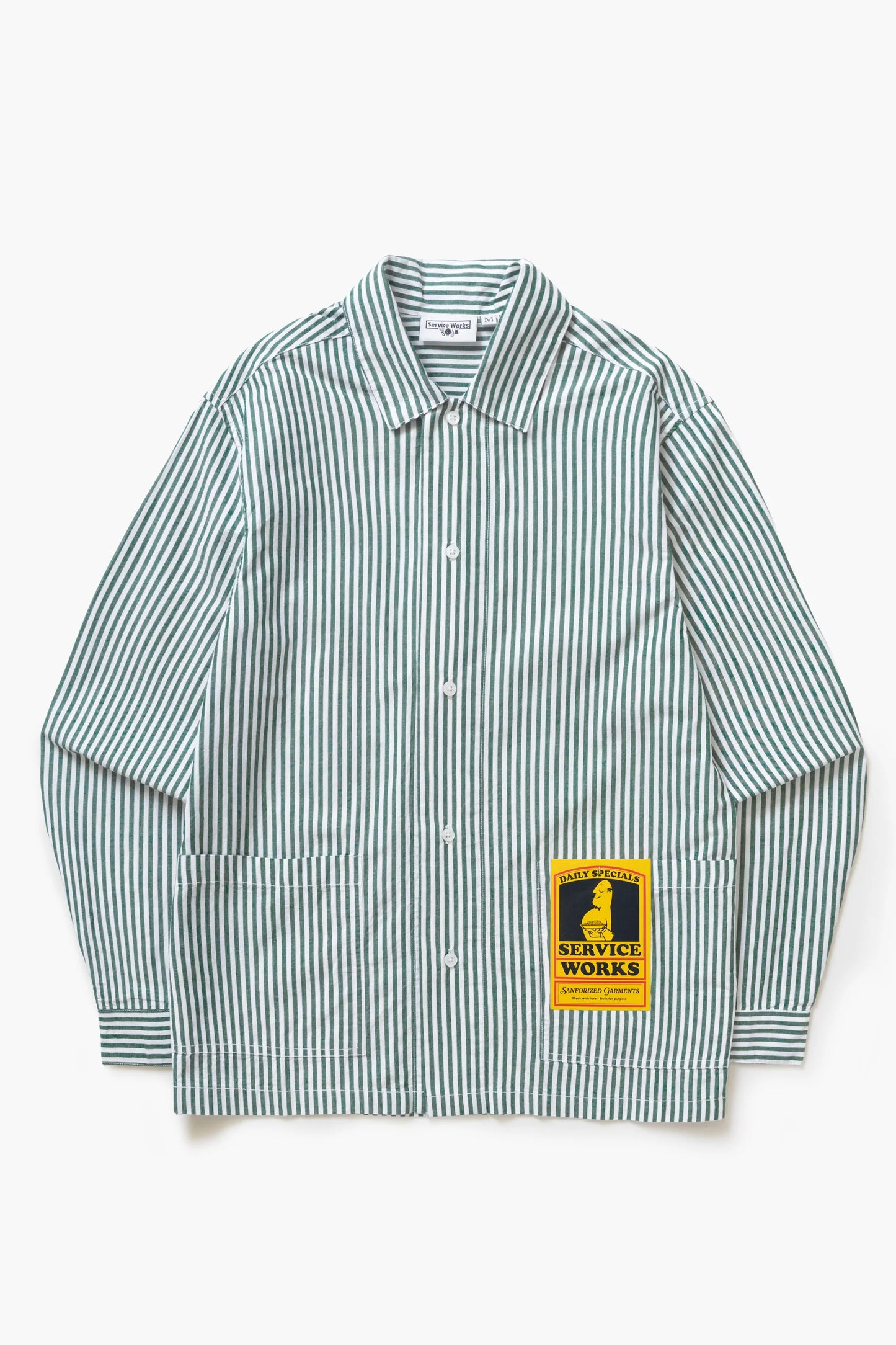 Service Works, Poplin Stripe Waiter Shirt, Forest