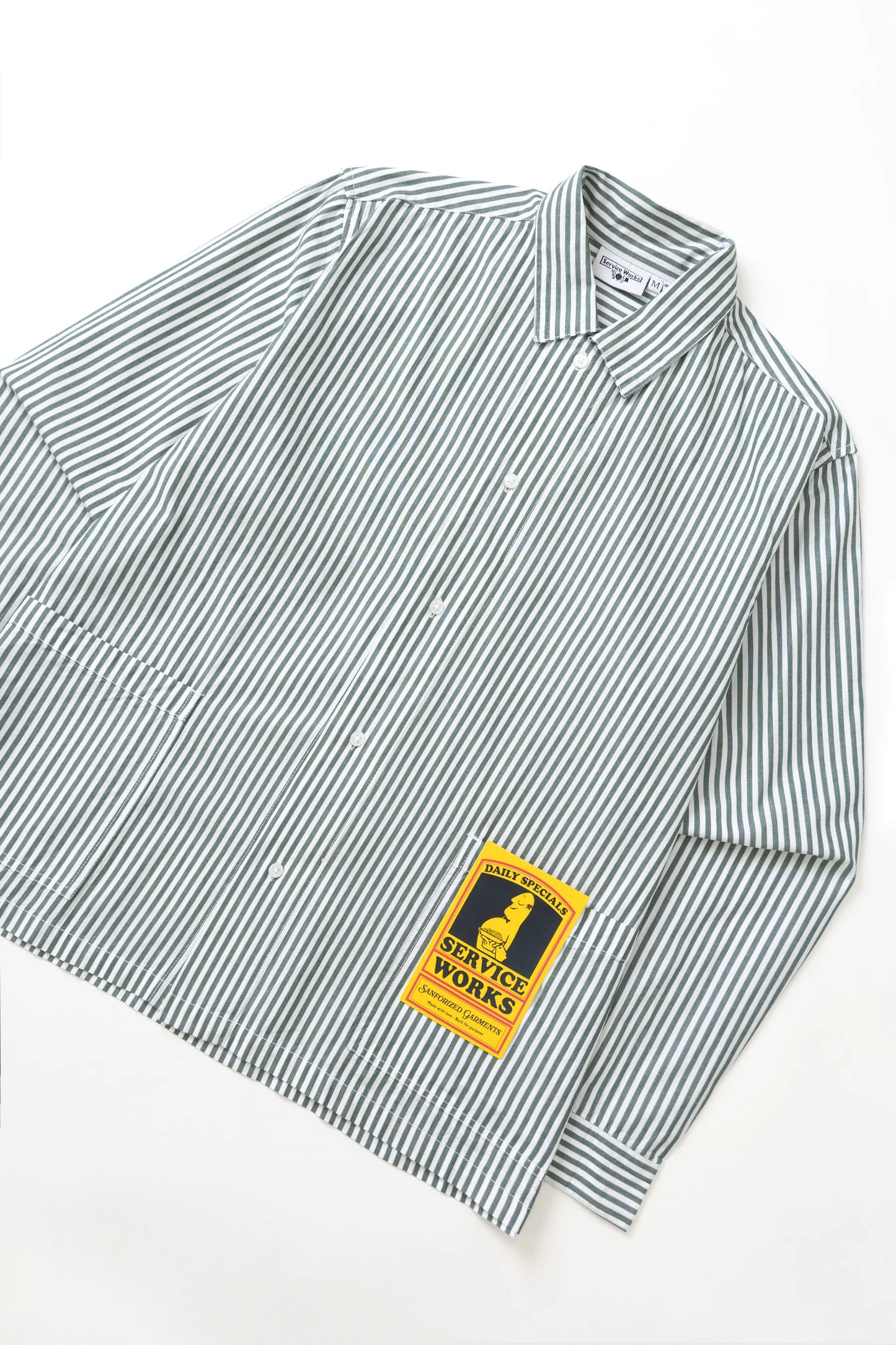 Service Works, Poplin Stripe Waiter Shirt, Forest