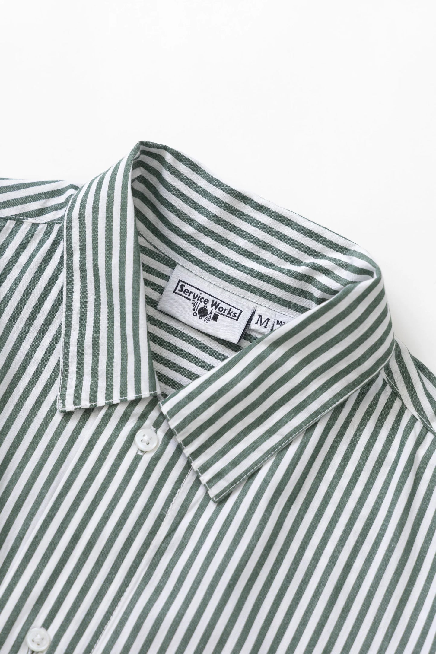 Service Works, Poplin Stripe Waiter Shirt, Forest
