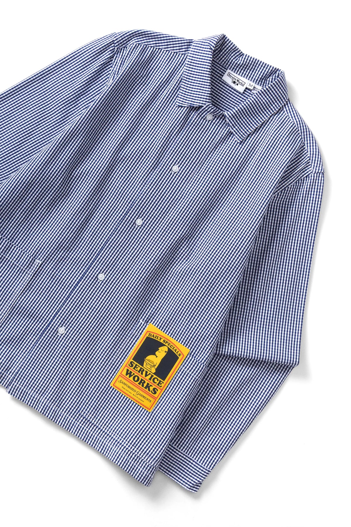 Service Works, Gingham Waiter Shirt, Blue