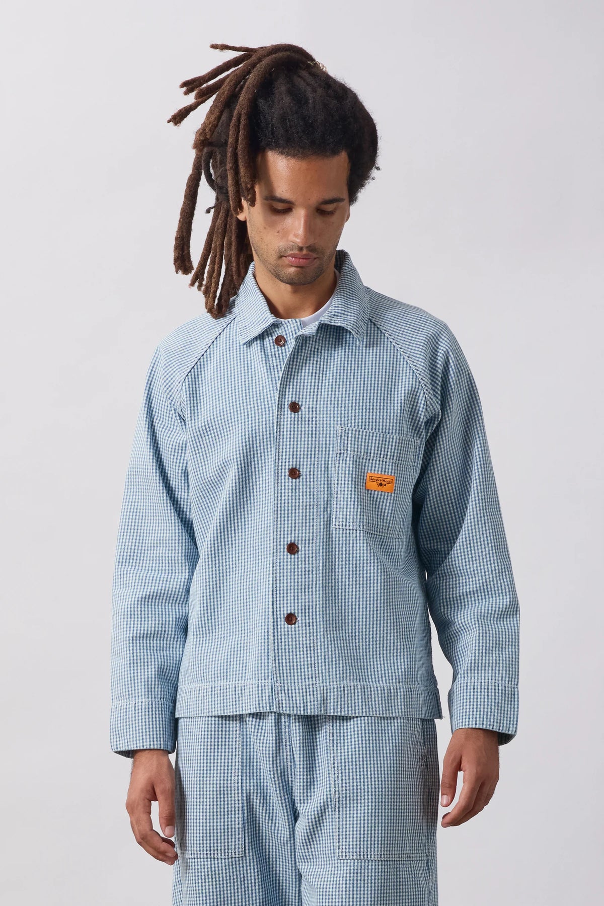 Service Works, House Gingham FOH Overshirt, Blue