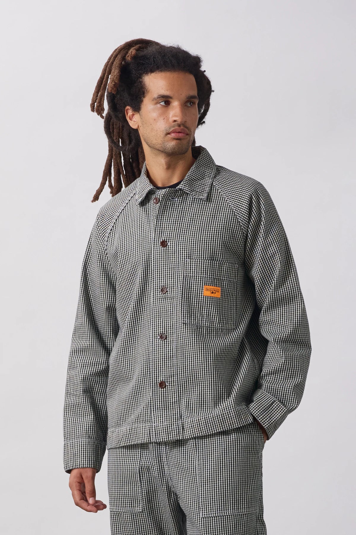 Service Works, House Gingham FOH Overshirt, Black