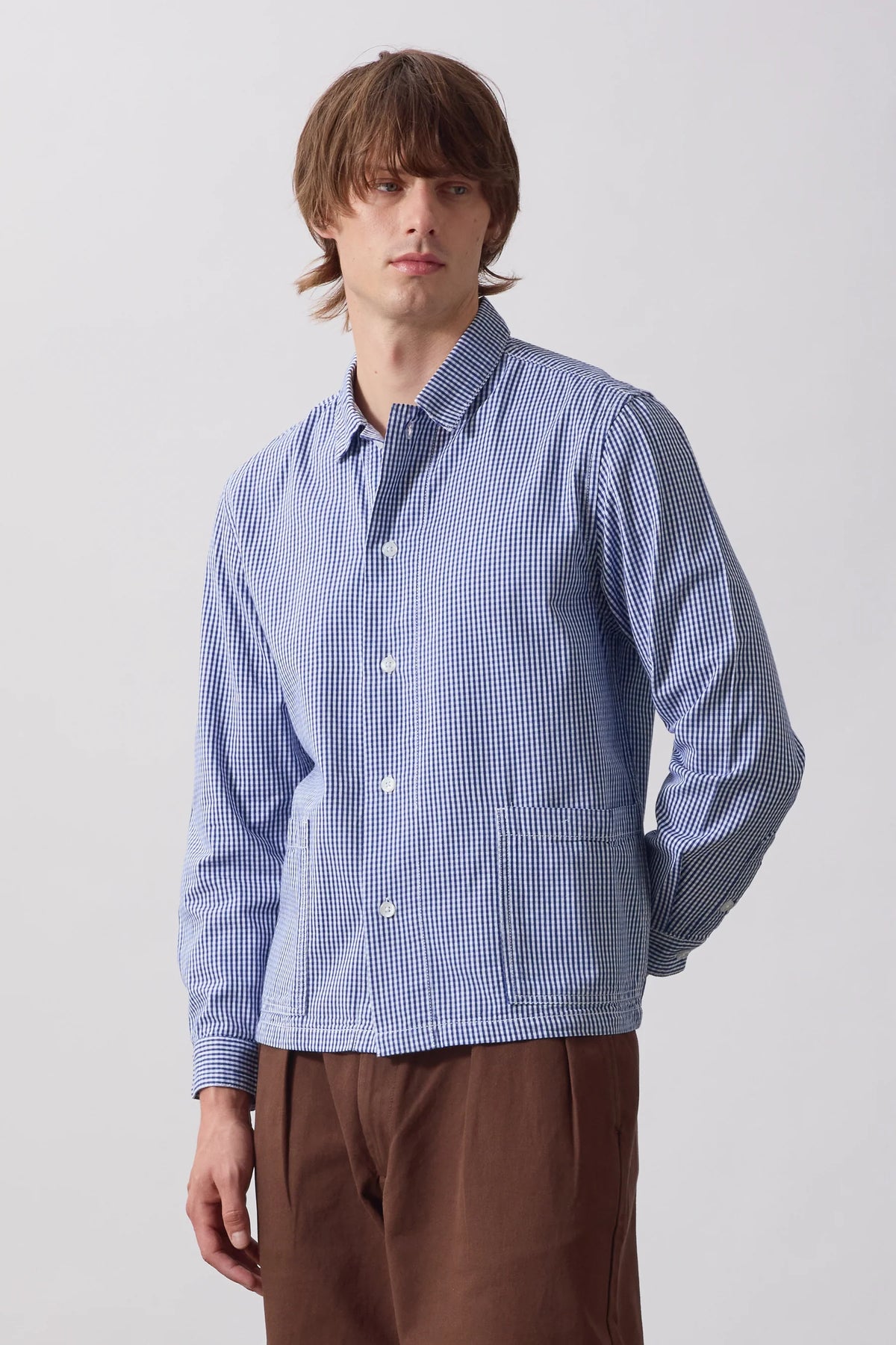 Service Works, Gingham Waiter Shirt, Blue