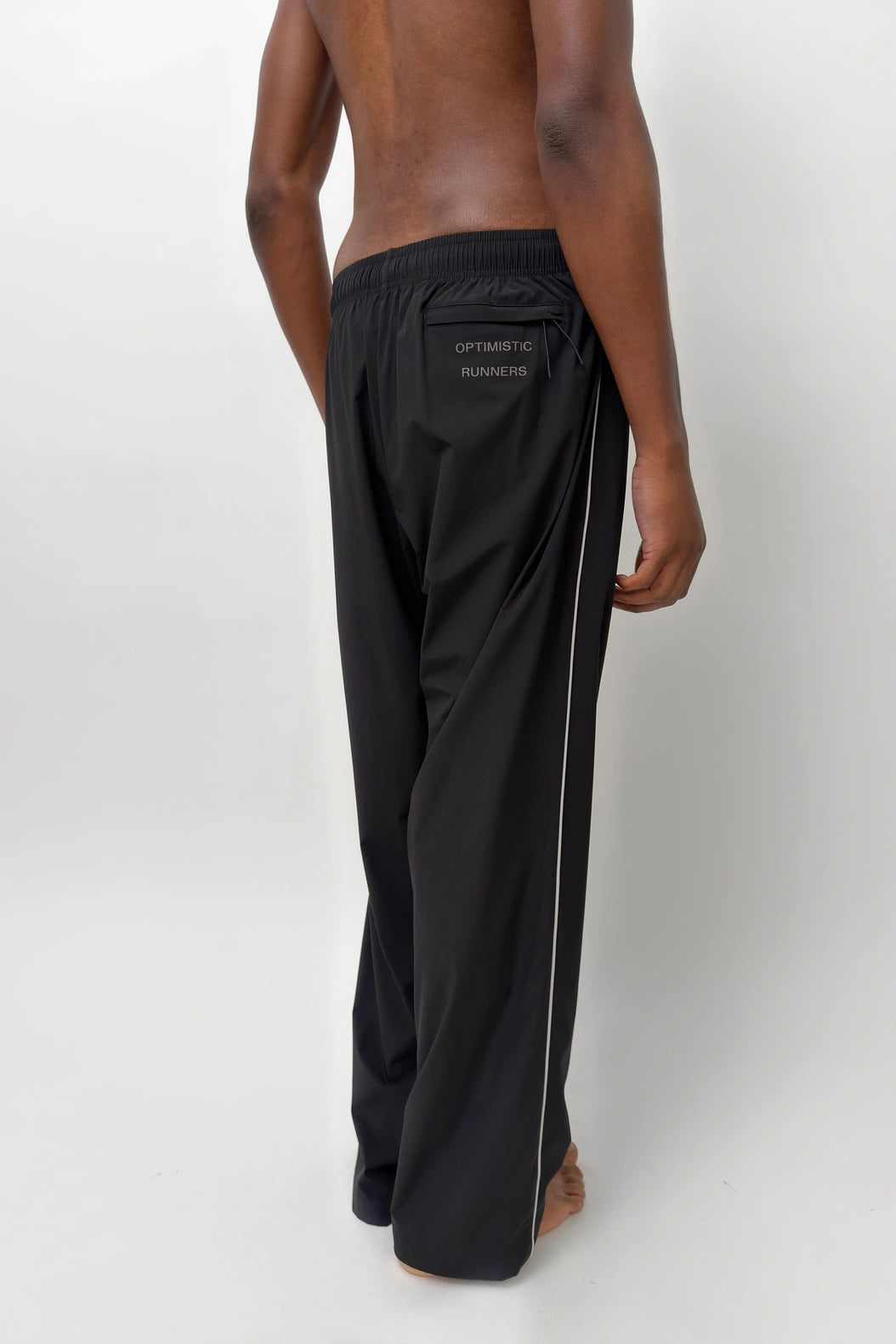 Optimistic Runners, Side Striped Wide Pants, Black