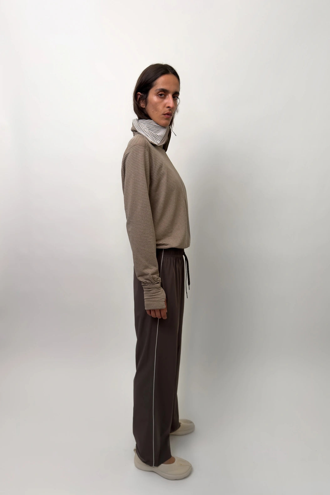Optimistic Runners, Side Striped Wide Pants, Brown