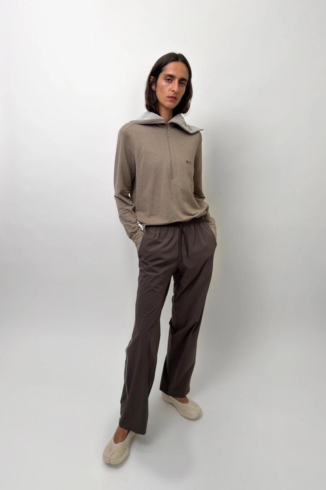 Optimistic Runners, Side Striped Wide Pants, Brown
