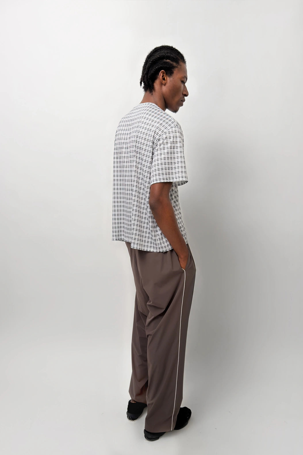 Optimistic Runners, Side Striped Wide Pants, Brown