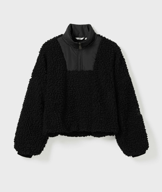 66 North, Varmahlíð Shearling Zip Neck, Black
