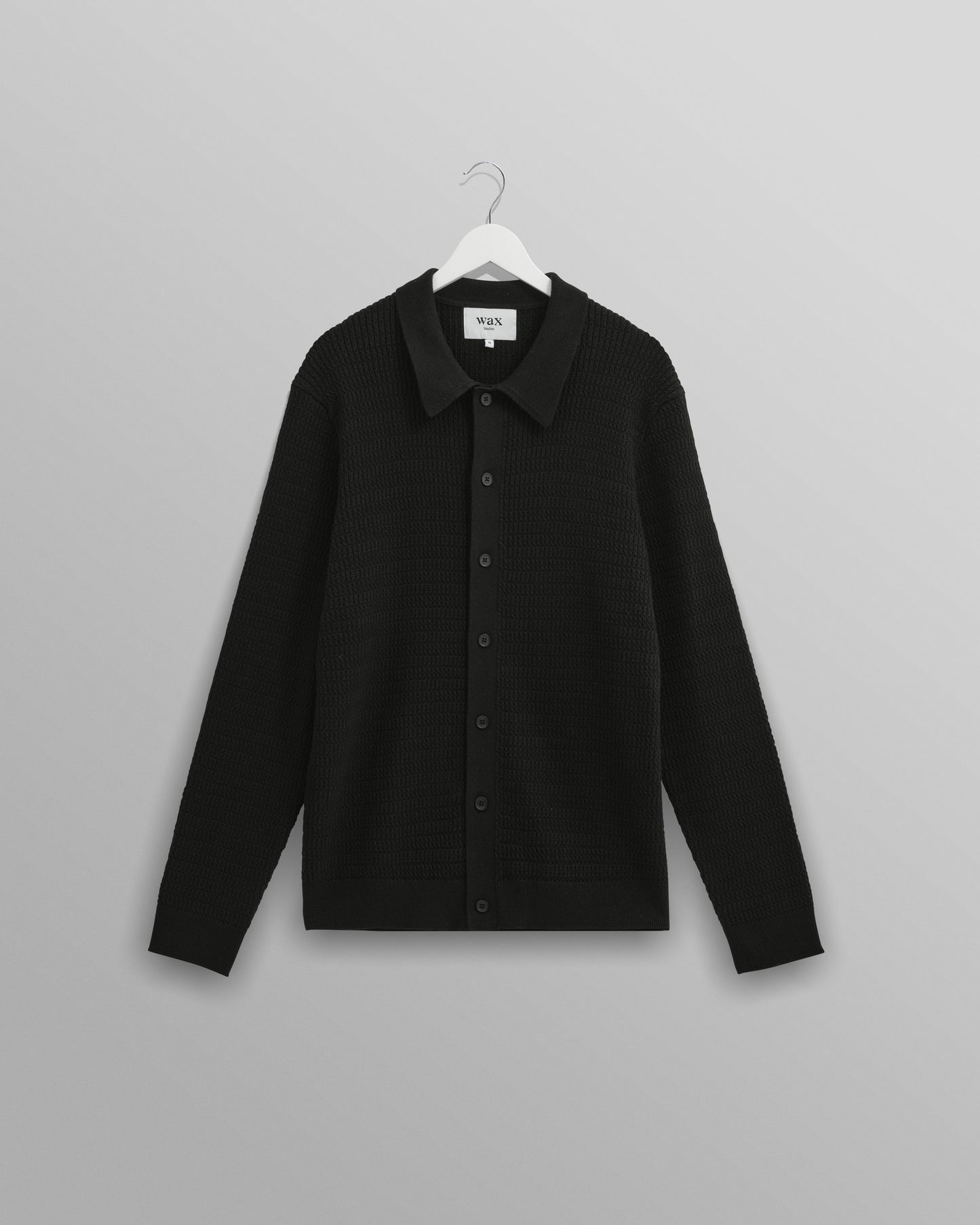 Wax London, TRISTAN L/S SHIRT MINI CABLE STITCH, BLACK