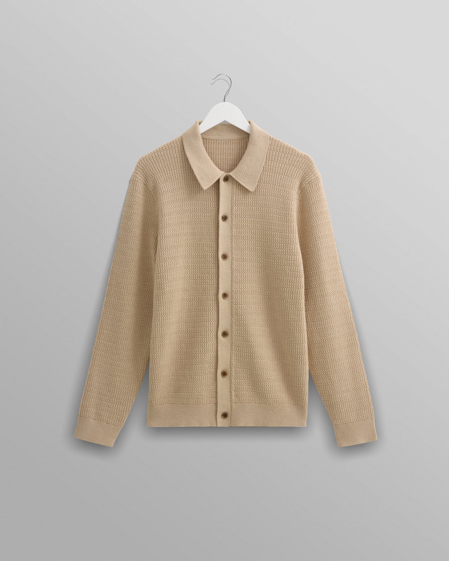 Wax London, TRISTAN L/S SHIRT MINI CABLE STITCH, SAND