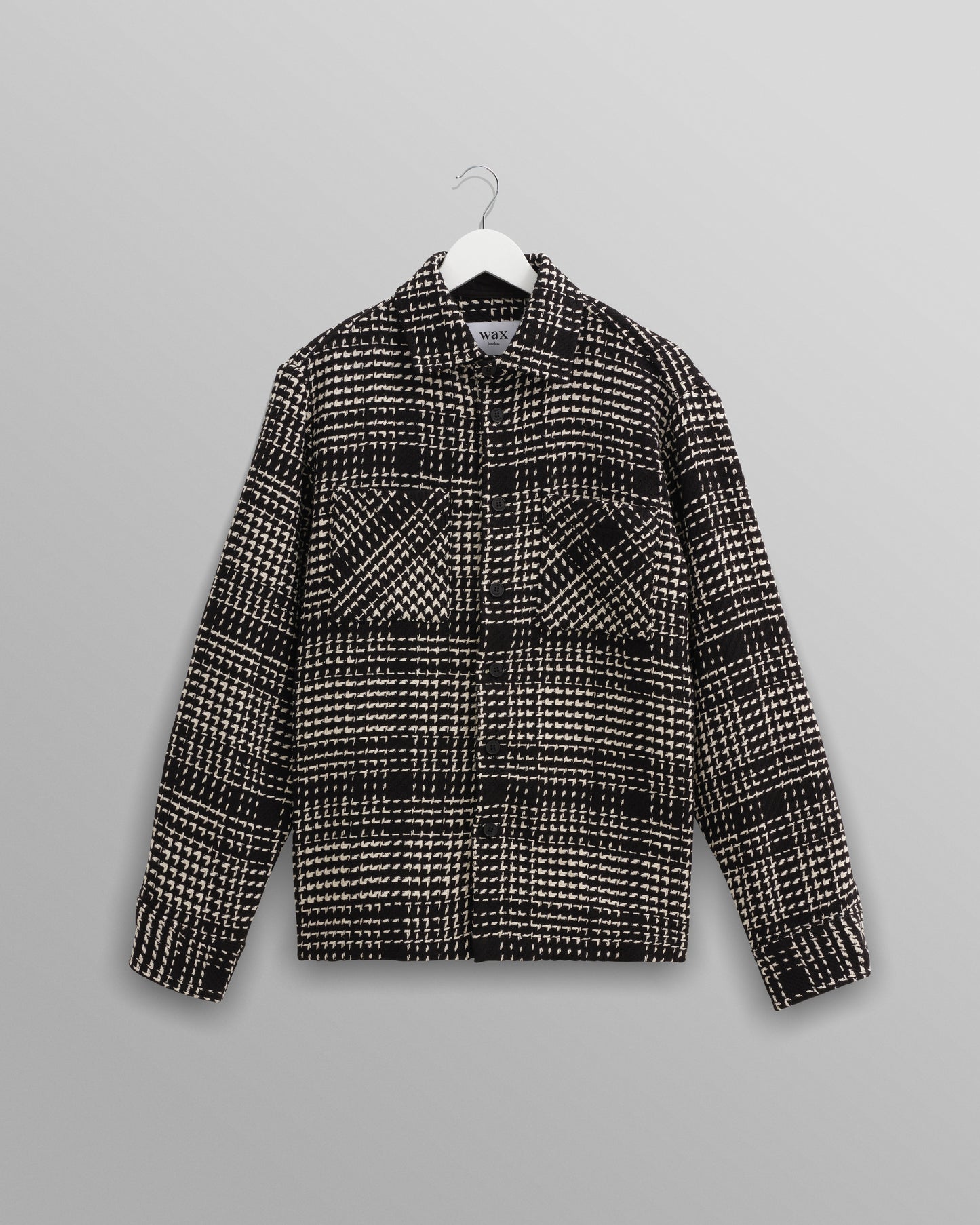 Wax London, WHITING OVERSHIRT TWIN WEAVE, BLACK