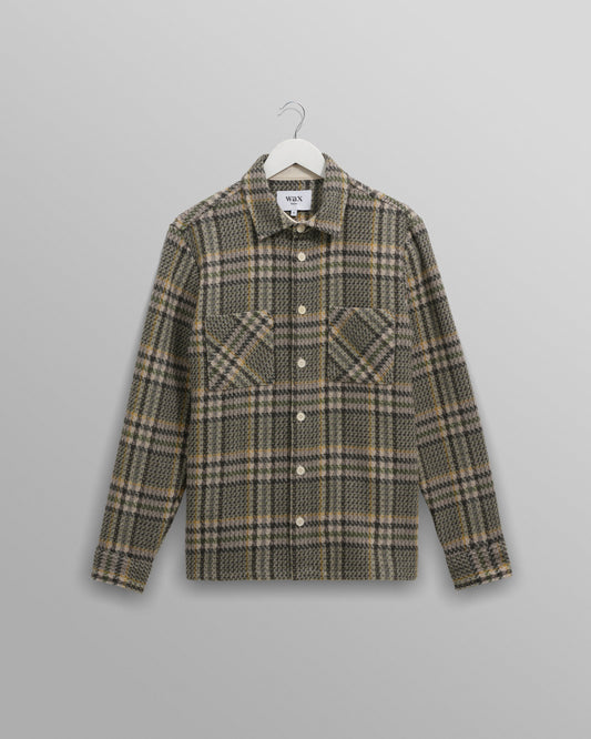 WAX London, Whiting Overshirt Wool Blend, Check Green