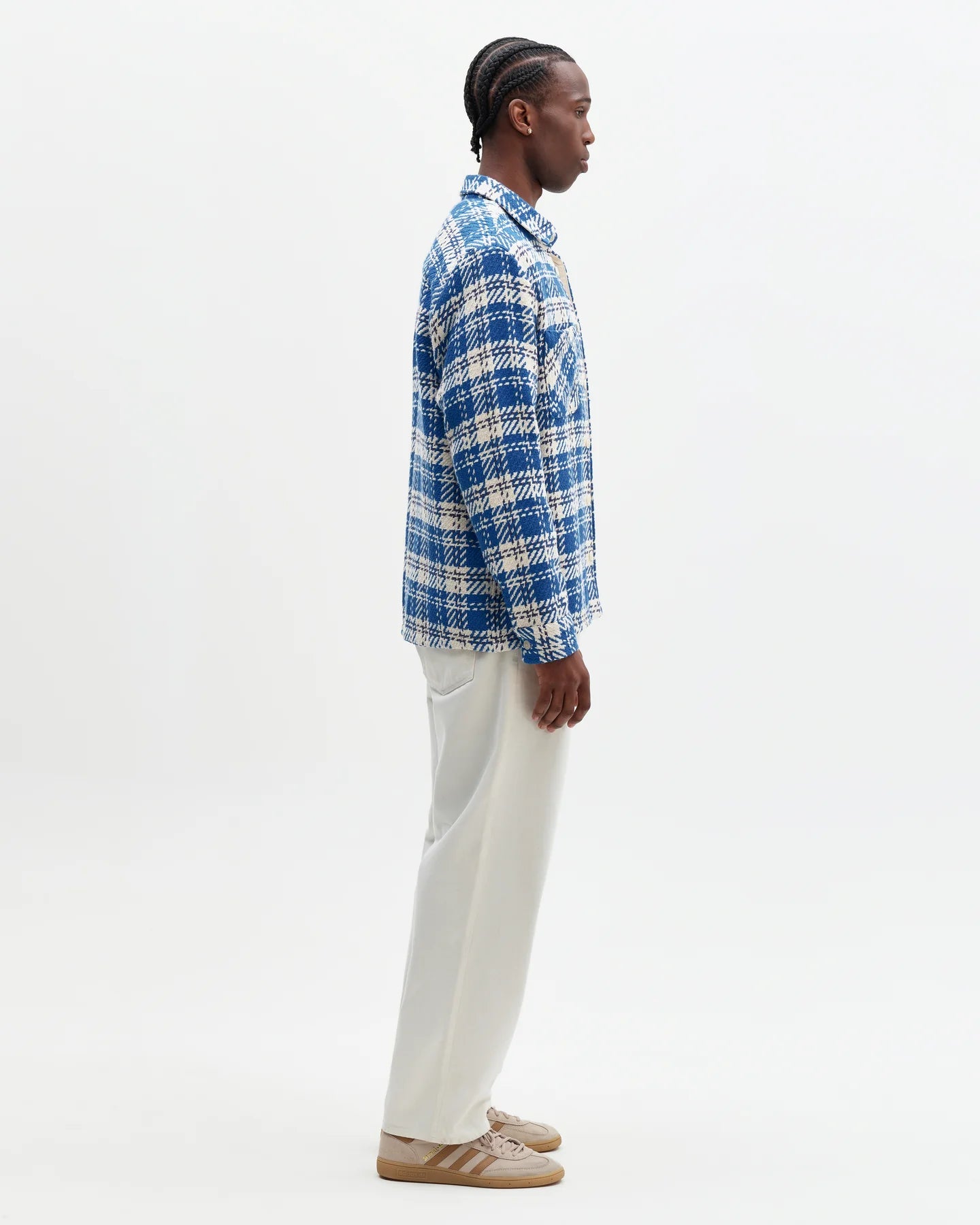 WAX London, Whiting Check Overshirt, Blue & Ecru