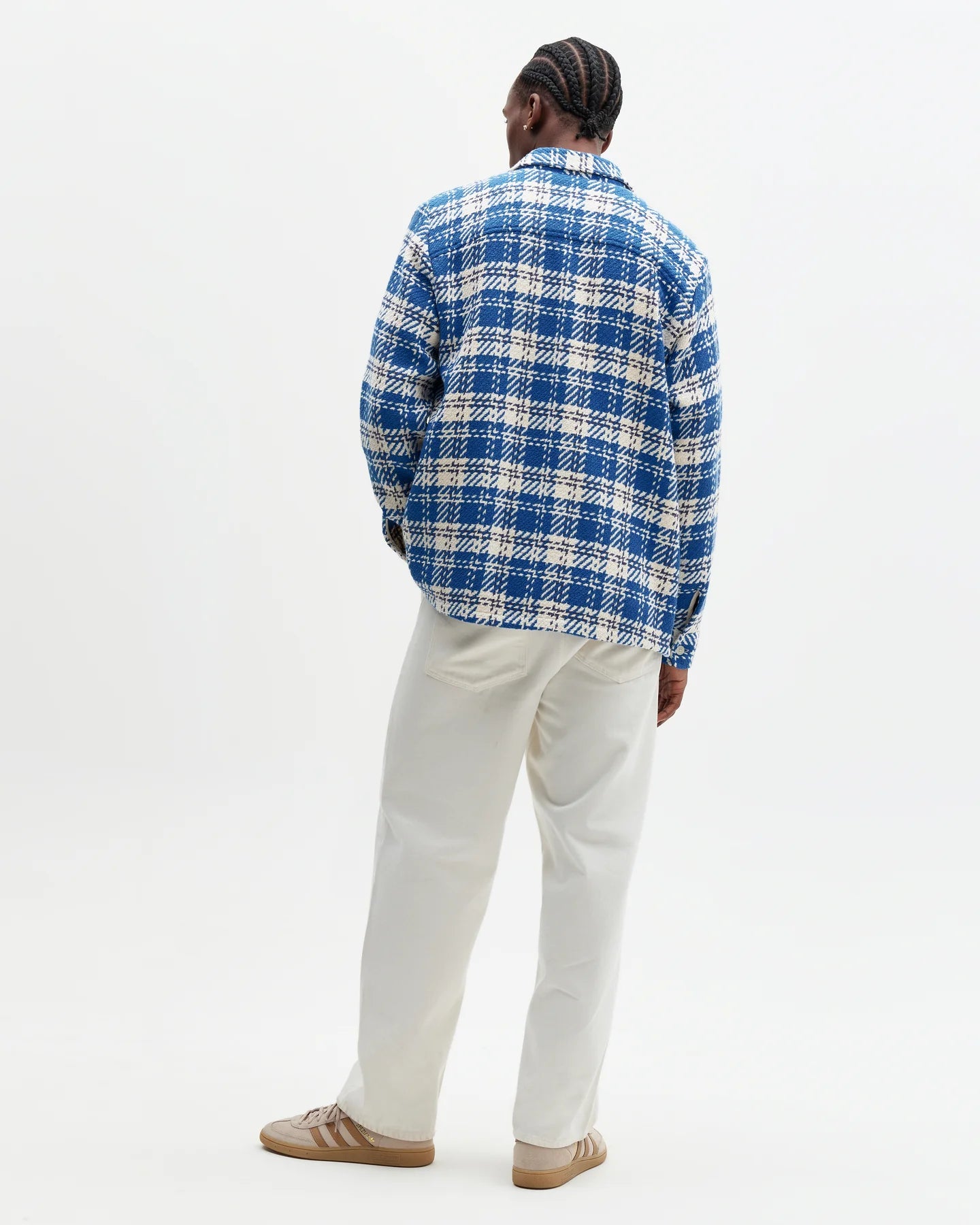 WAX London, Whiting Check Overshirt, Blue & Ecru