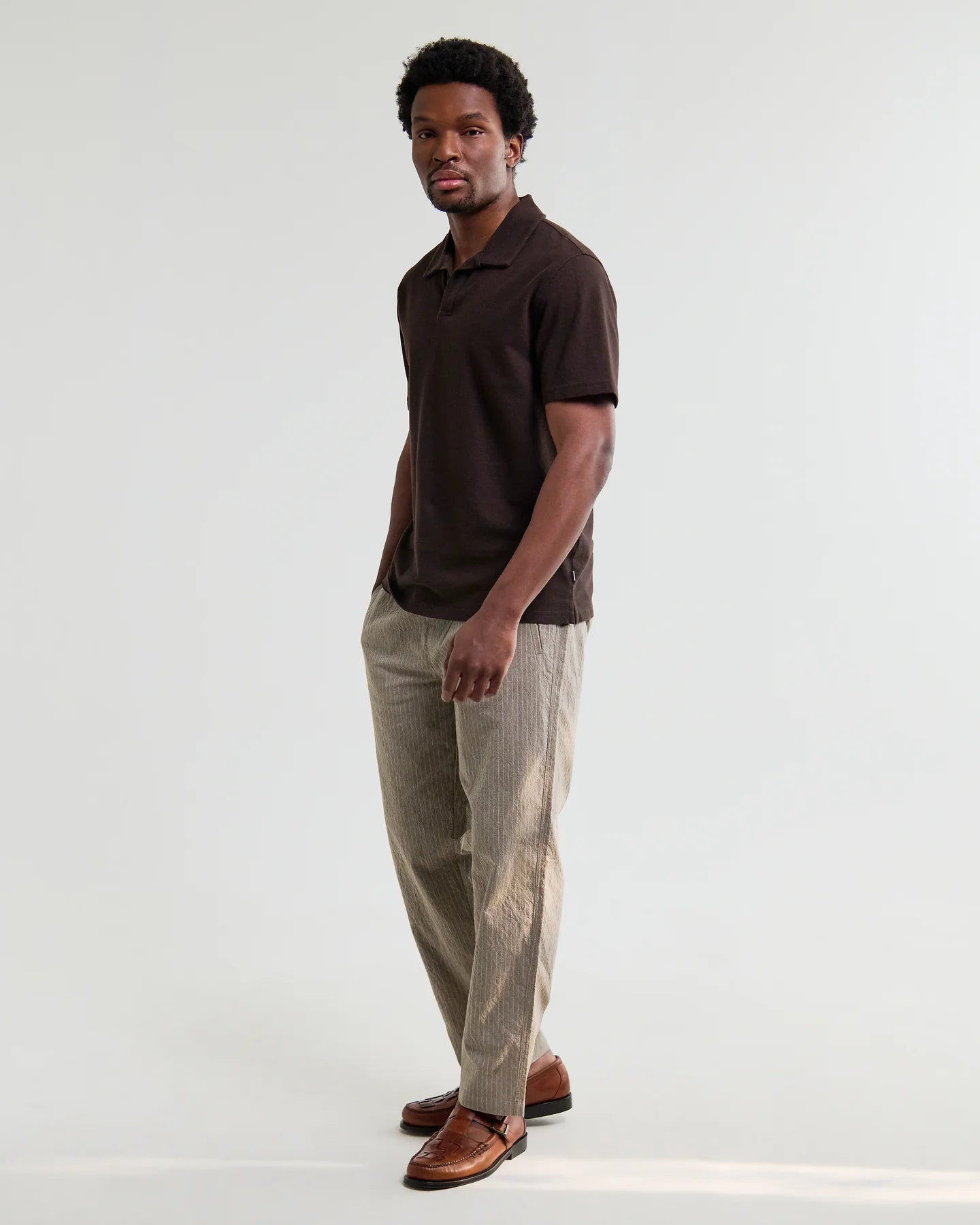 Wax London, Atwood Organic Cotton Polo Shirt, Dark Brown