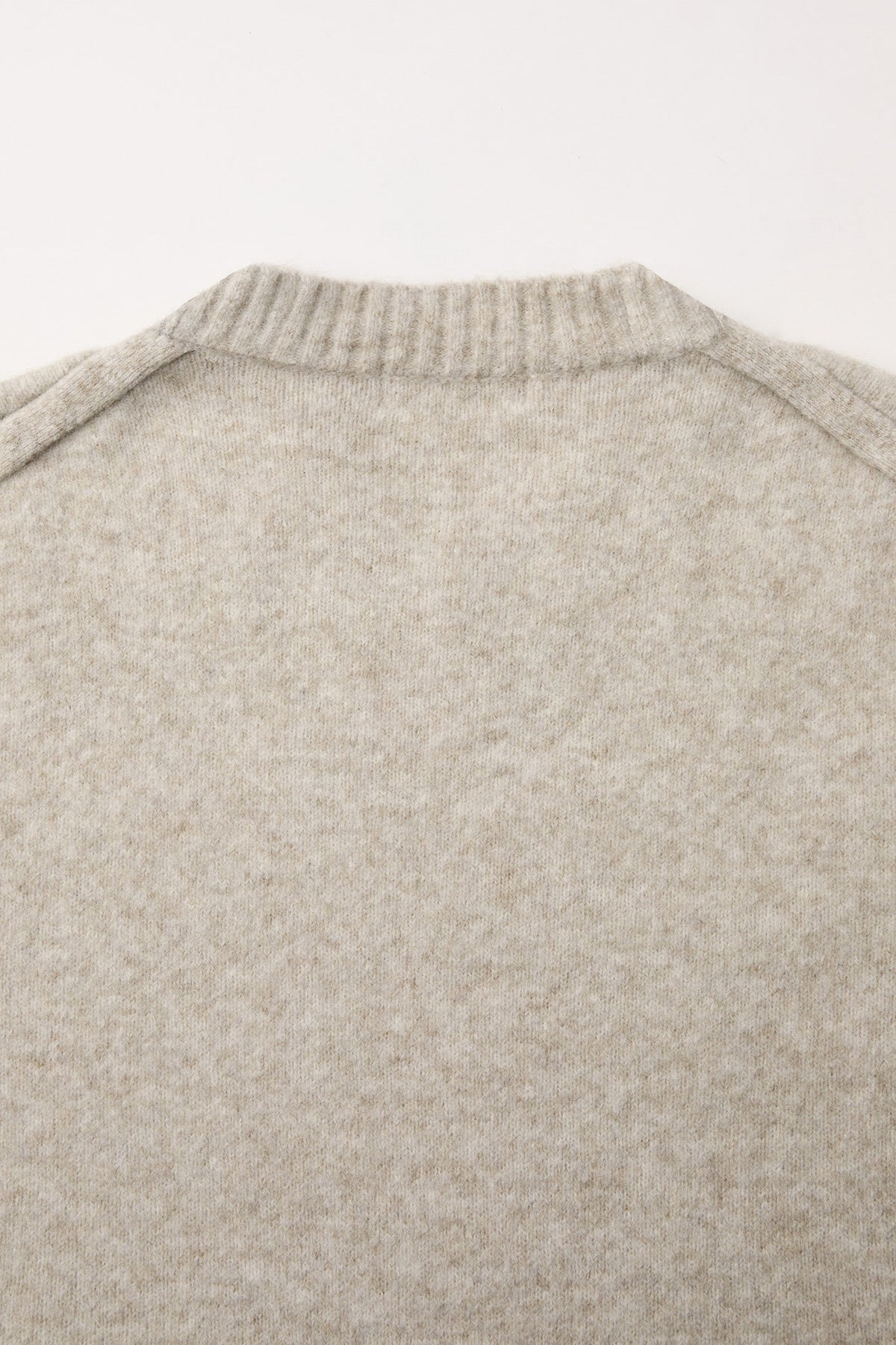 COOR,  Wool blend hairy v-neck sweater, Ivory