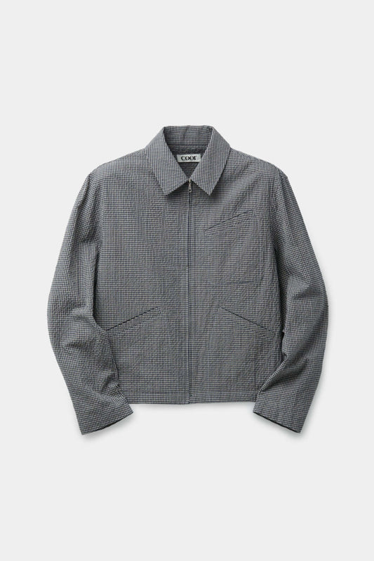 COOR, Micro check shirt zip-up, Blue check