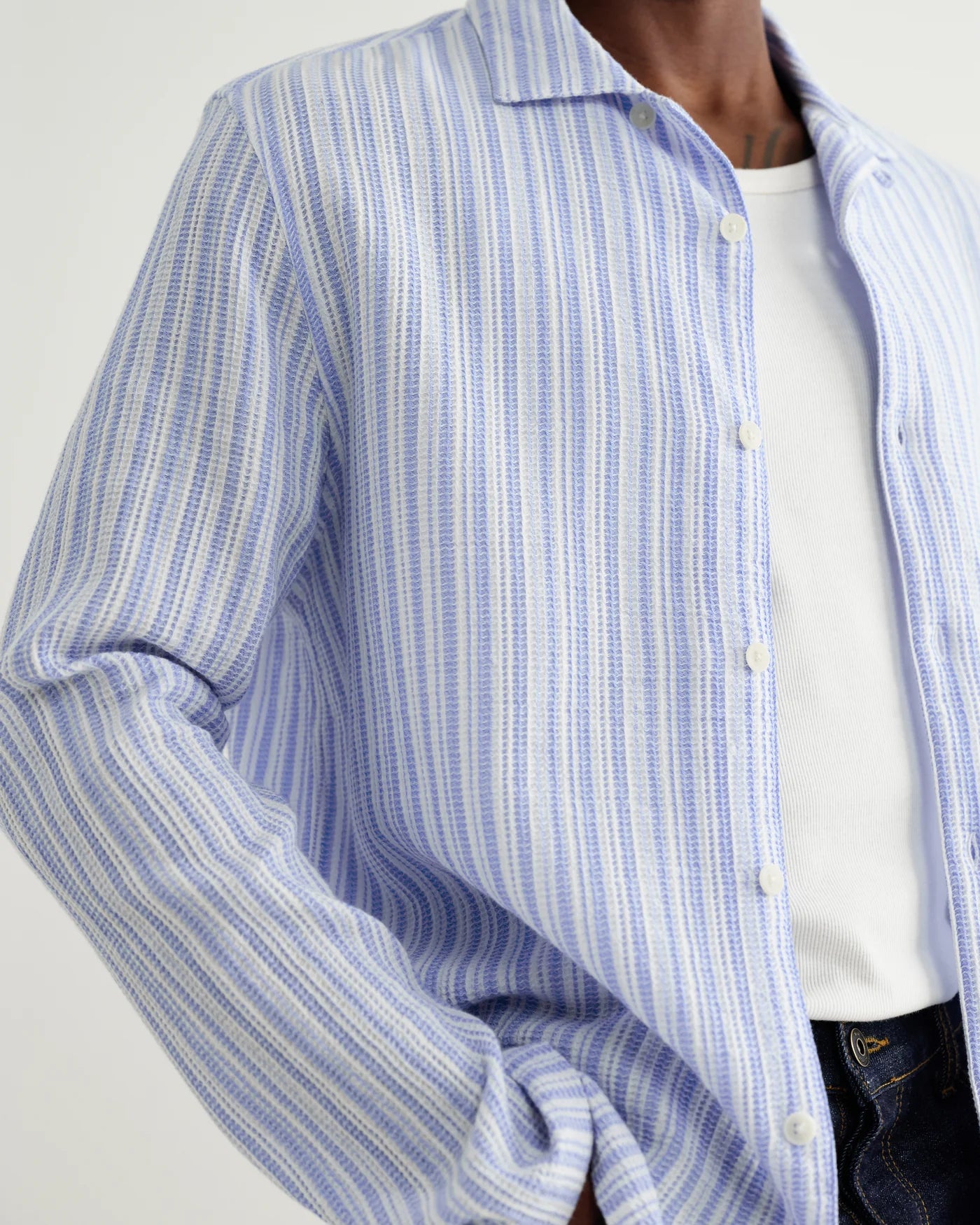 Wax London, Corey Twisted Stripe Shirt, Bright Blue
