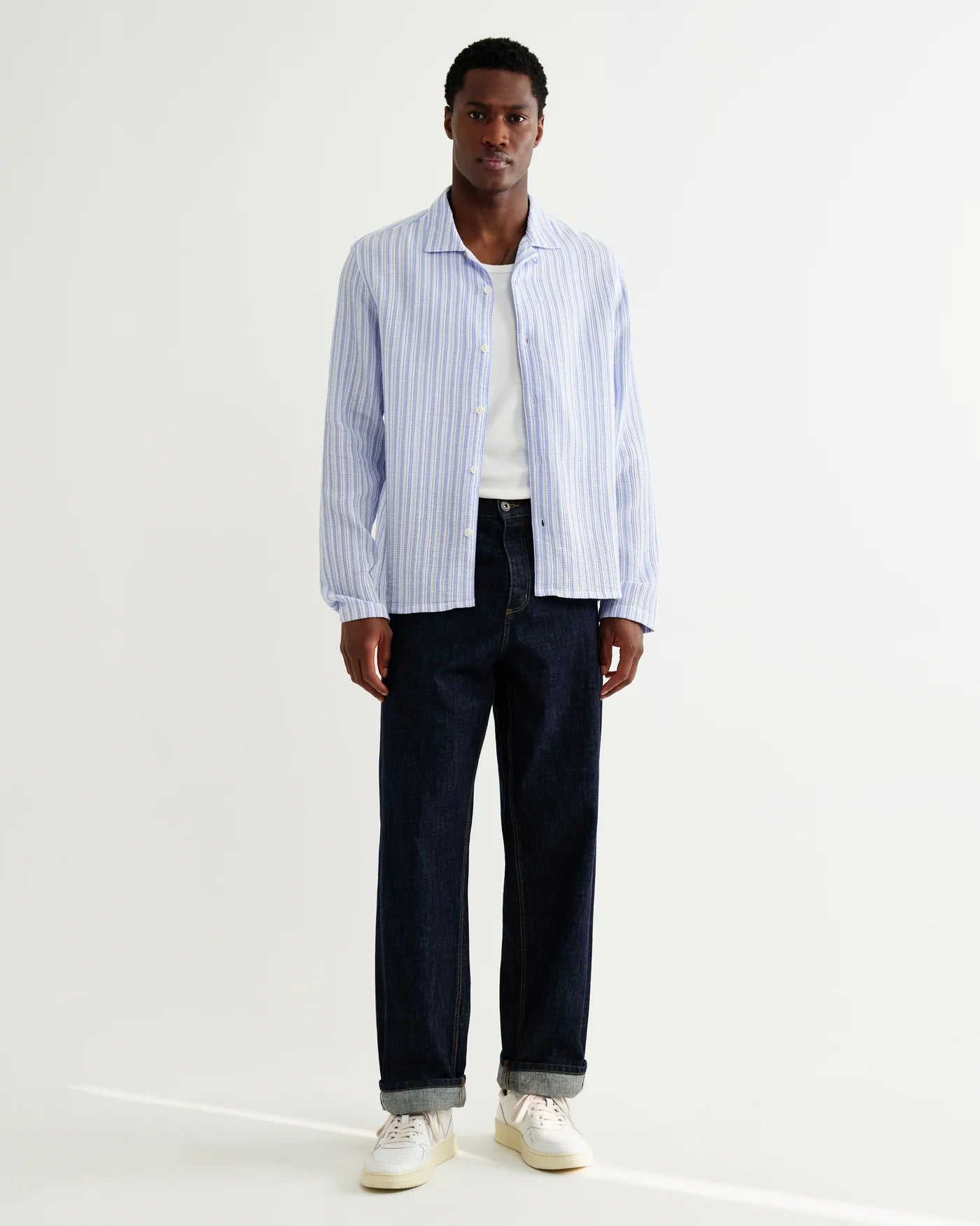 Wax London, Corey Twisted Stripe Shirt, Bright Blue
